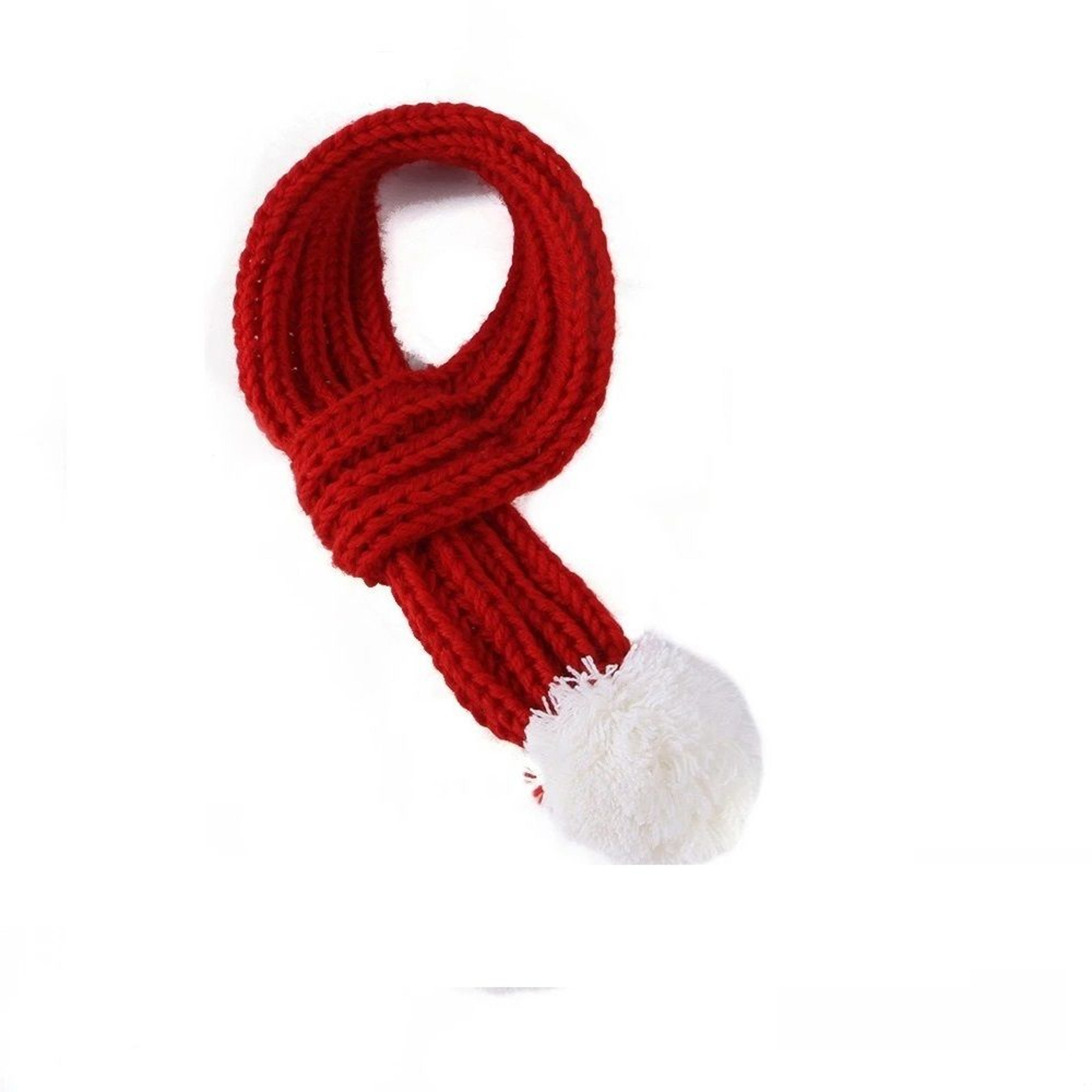 Cozy Knitted Christmas Scarf For Pets With Pompom Decoration 5