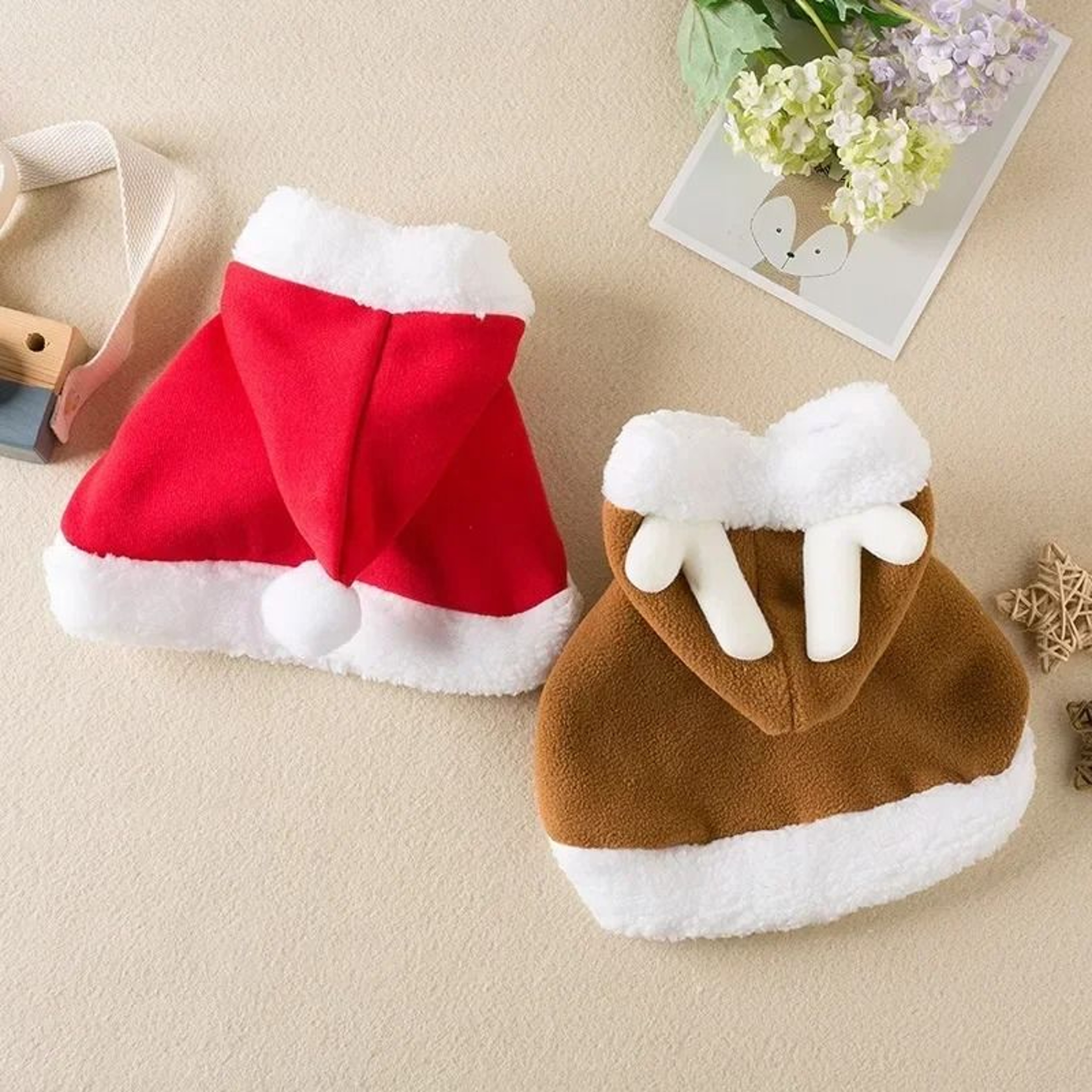 Cozy Santa Cape And Hat Costume For Pets With Warm Scarf 2