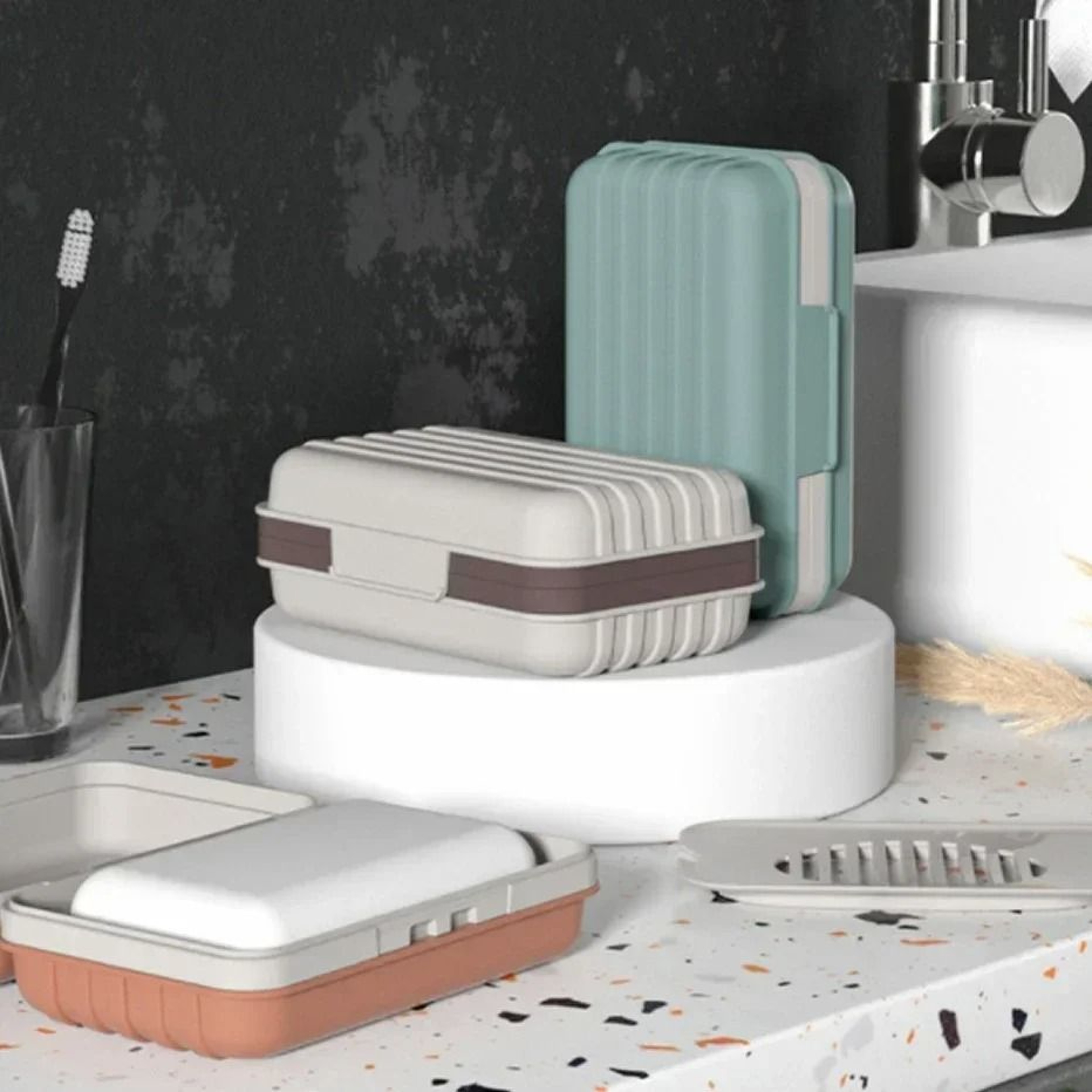 Bathroom Soap Dish Box With Lid Travel Essentials And Home Dry Storage 1