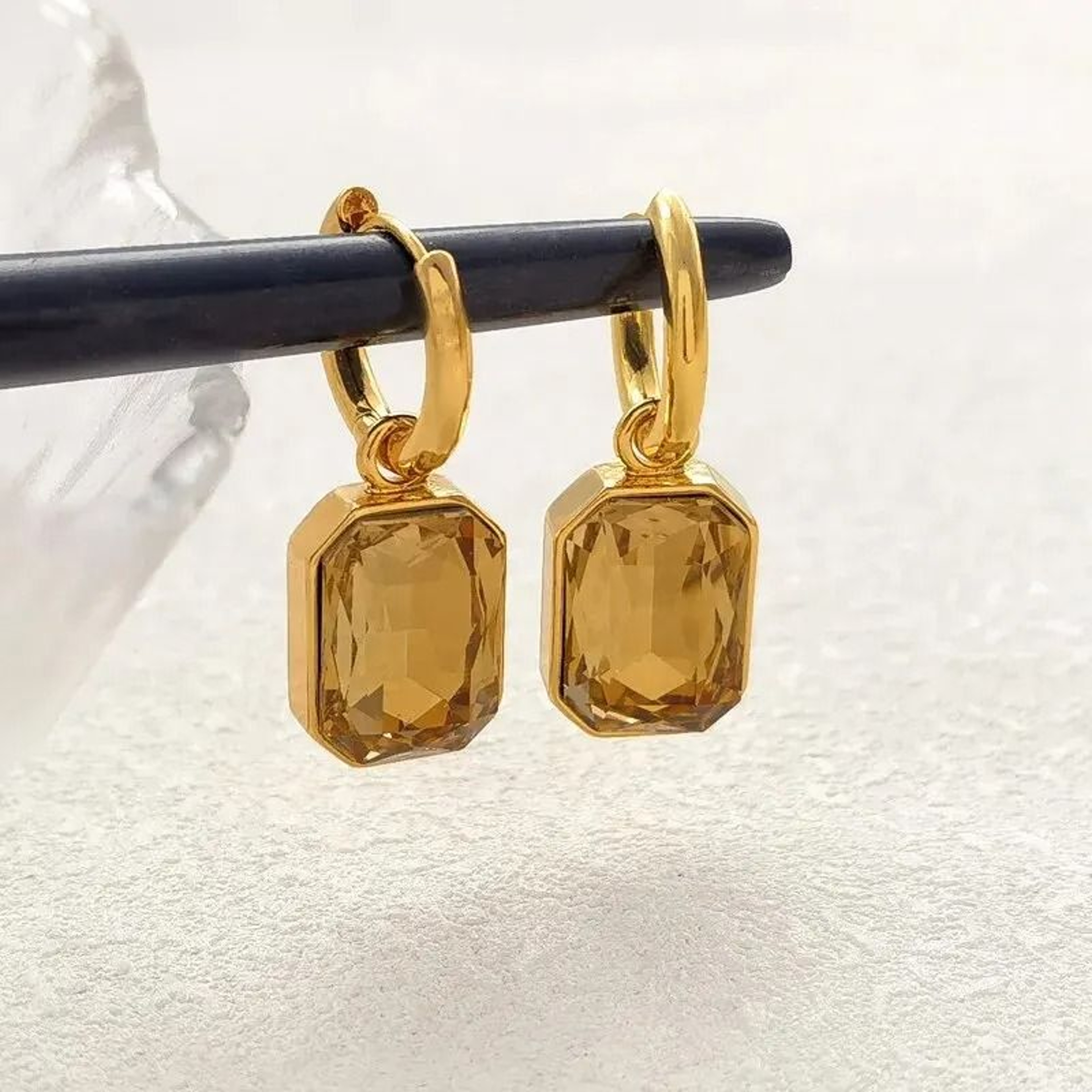 Elegant Square Crystal Stainless Steel Earrings 12