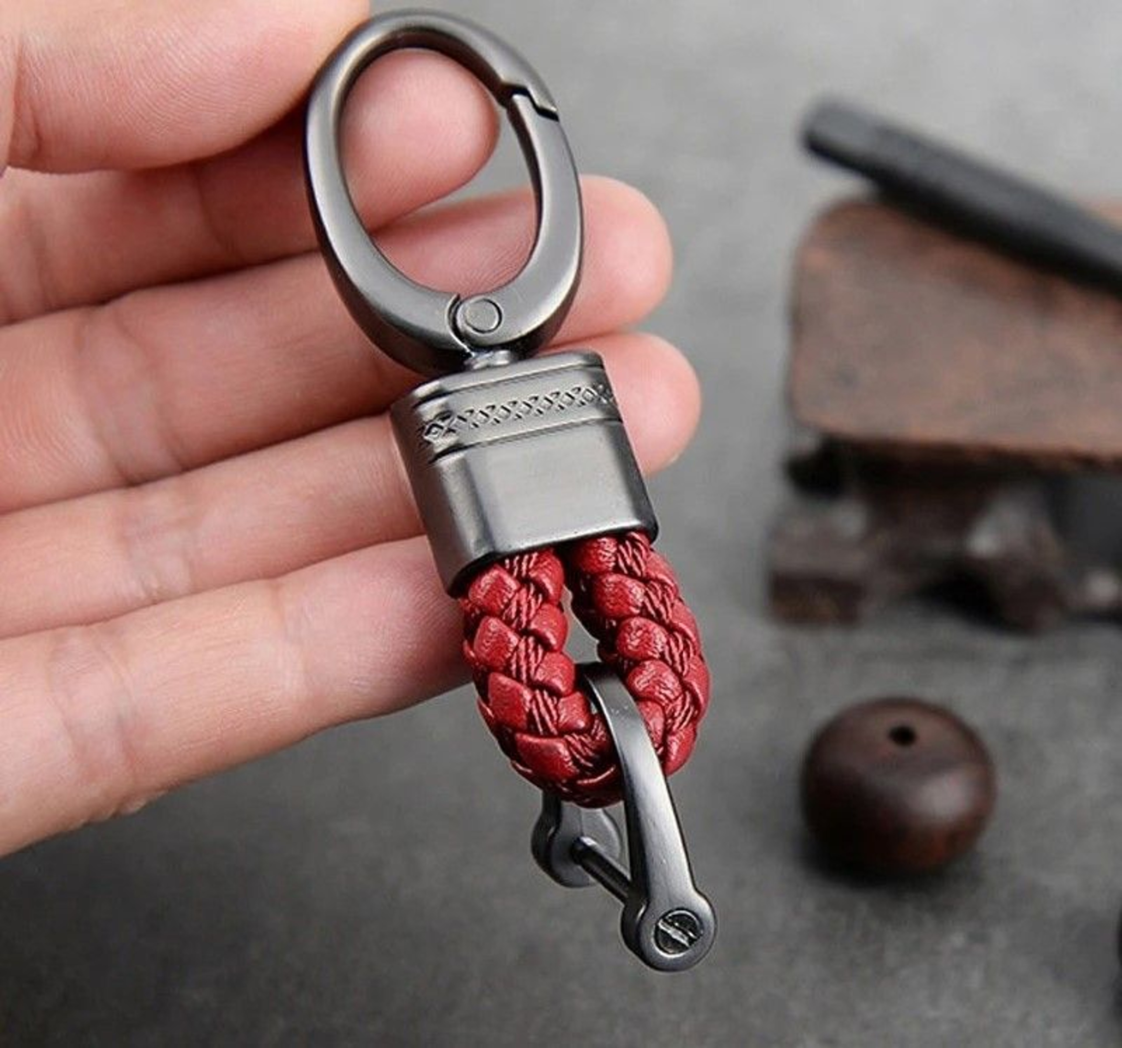 Hand Woven Leather Car Key Ring For Men And Women 9