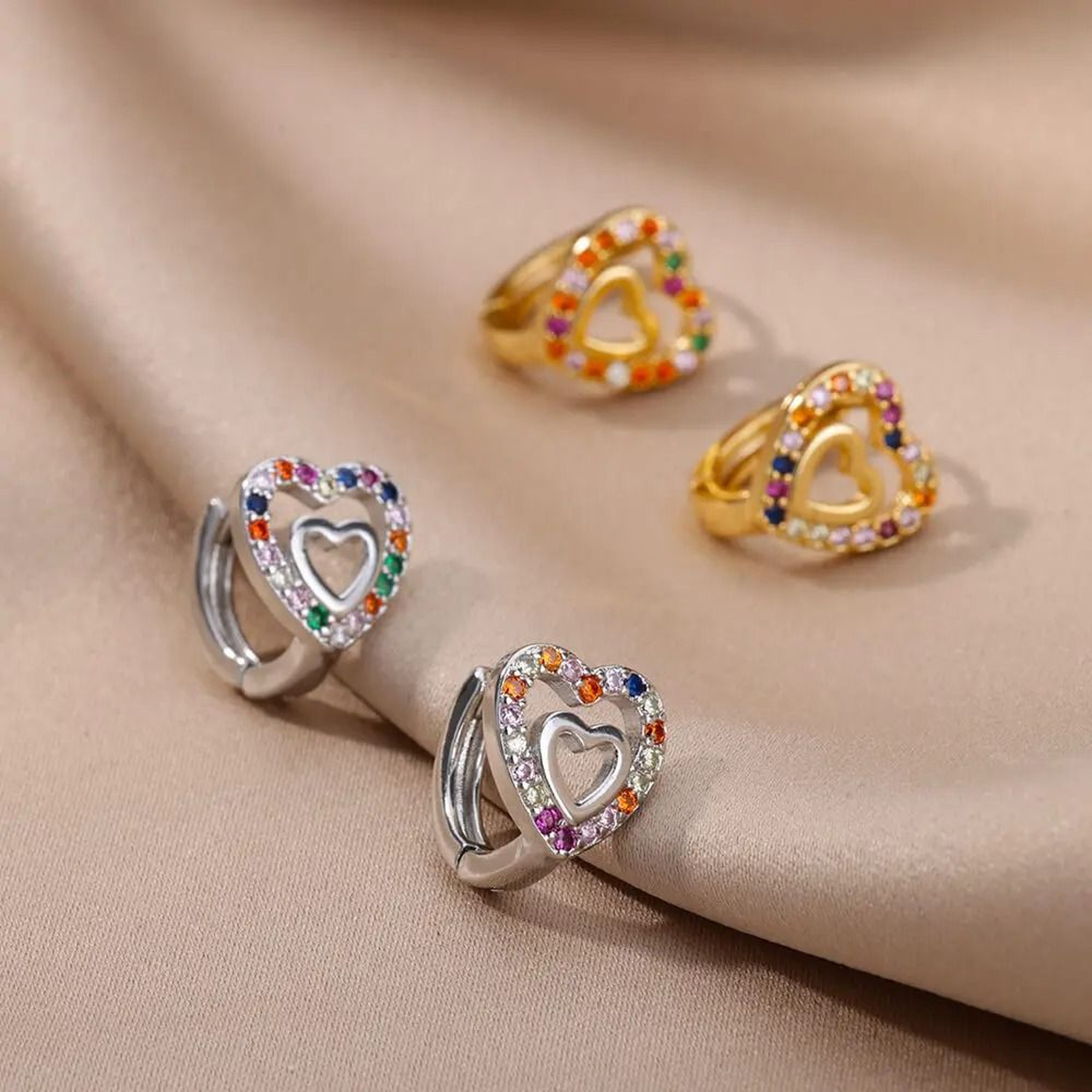 Hollow Zircon Heart Earrings For Women Gift Jewelry 3