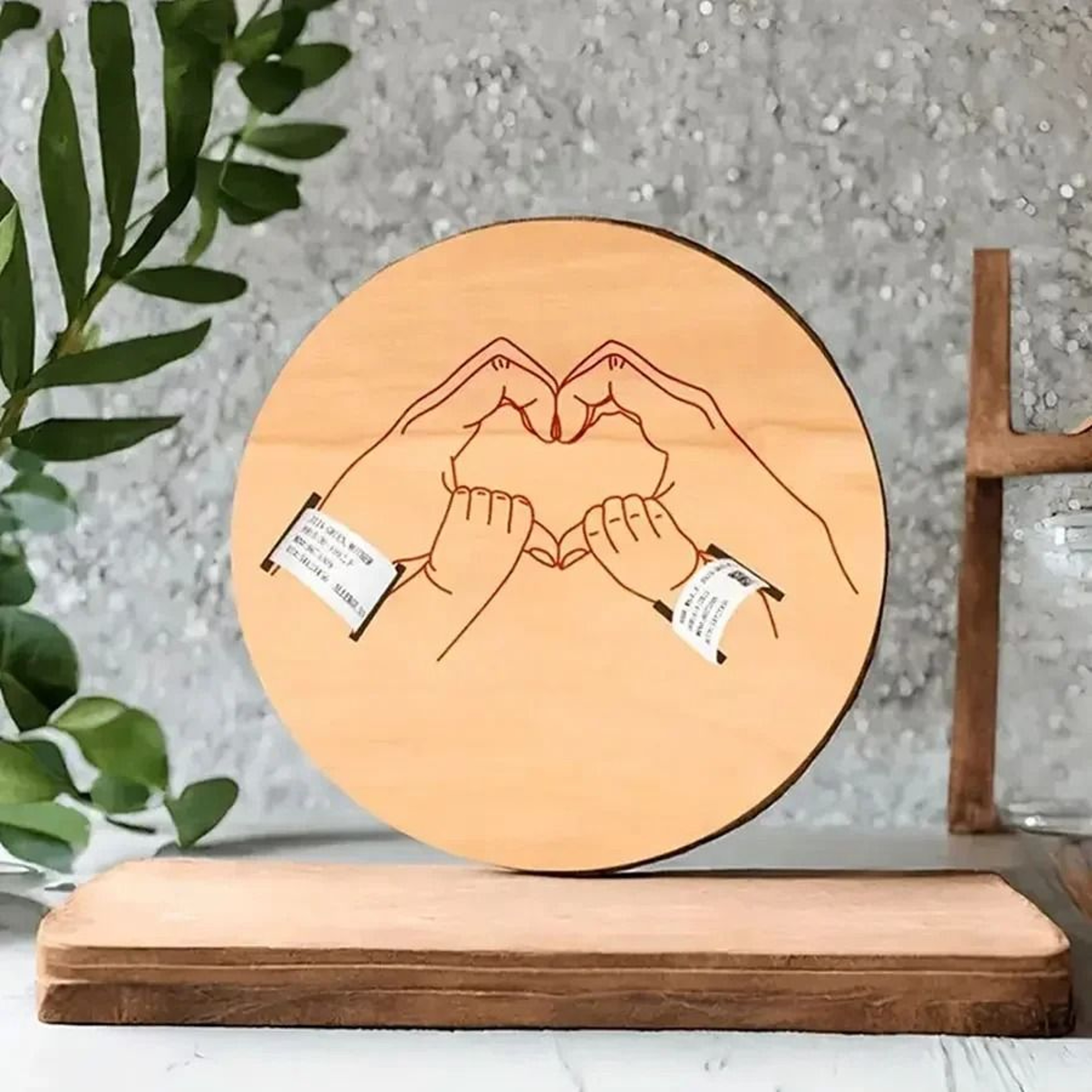 Baby Birth Wristband Wooden Commemorative Display Board 0