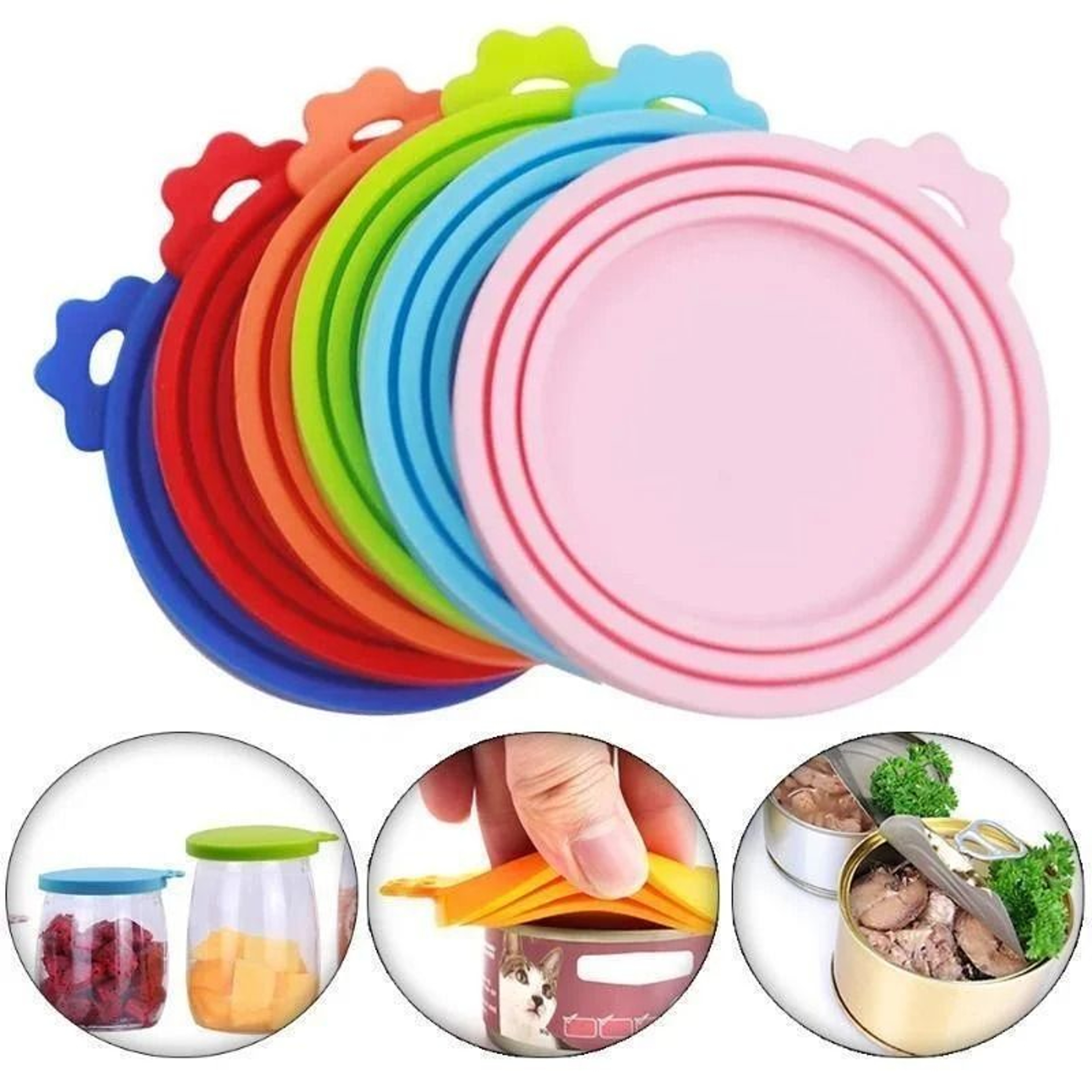 Reusable Pet Food Can Silicone Cover Three Size Fit 1