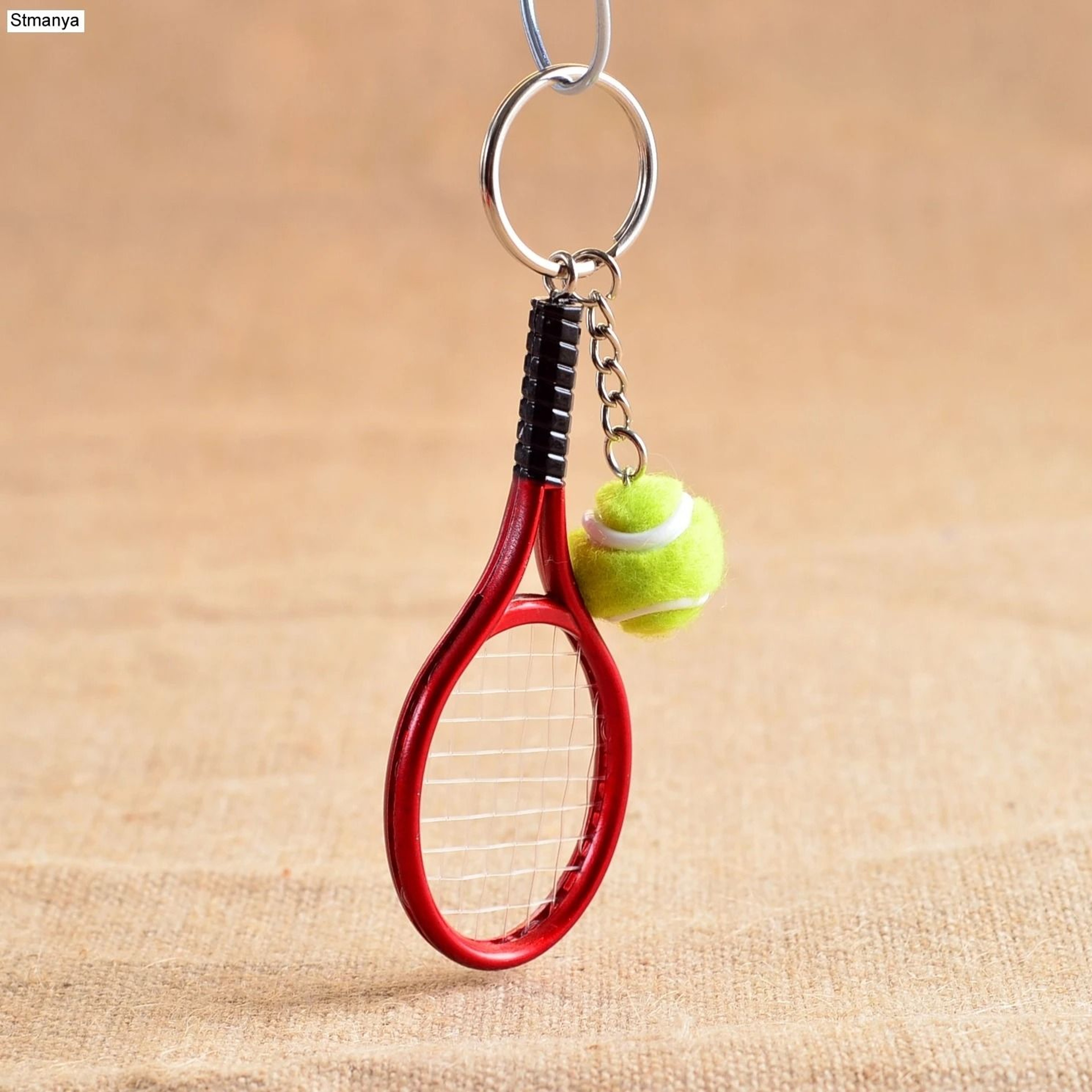 Mini Tennis Racket Pendant Keychain Cute Sport Bag Charm For Teenager Fan 1
