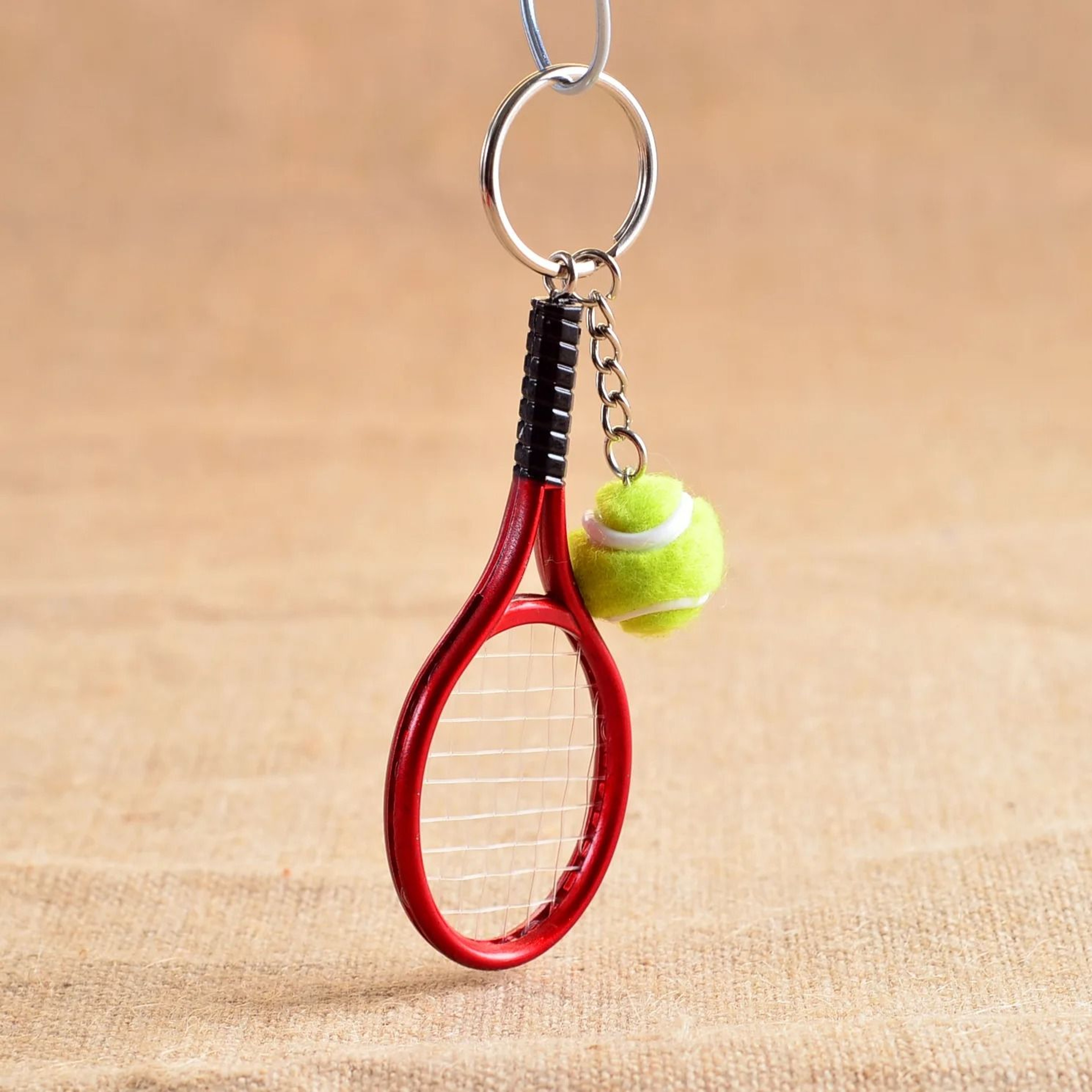 Mini Tennis Racket Pendant Keychain Cute Sport Bag Charm For Teenager Fan 6