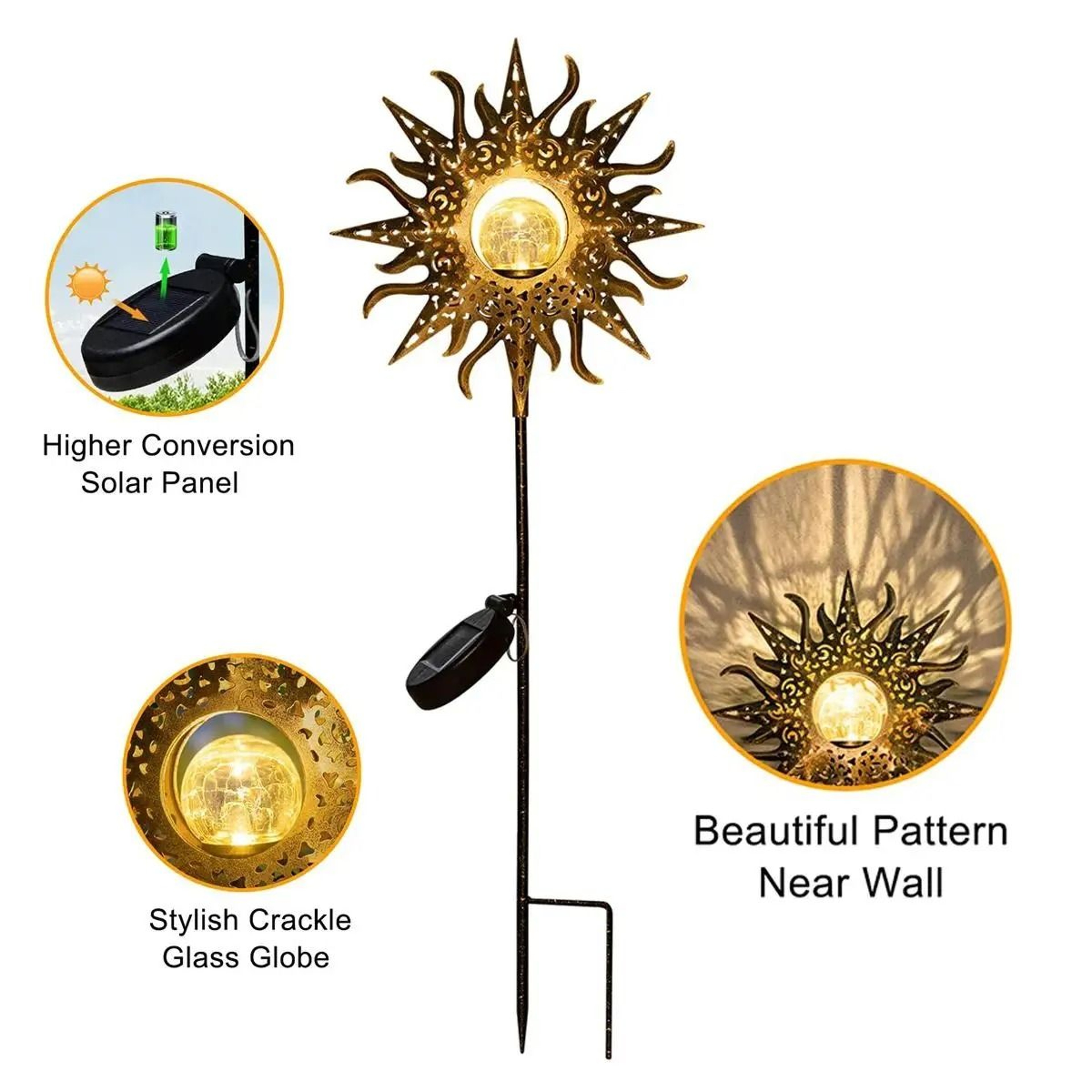 Solar Iron Decorative Garden Light With Waterproof LED Design 3