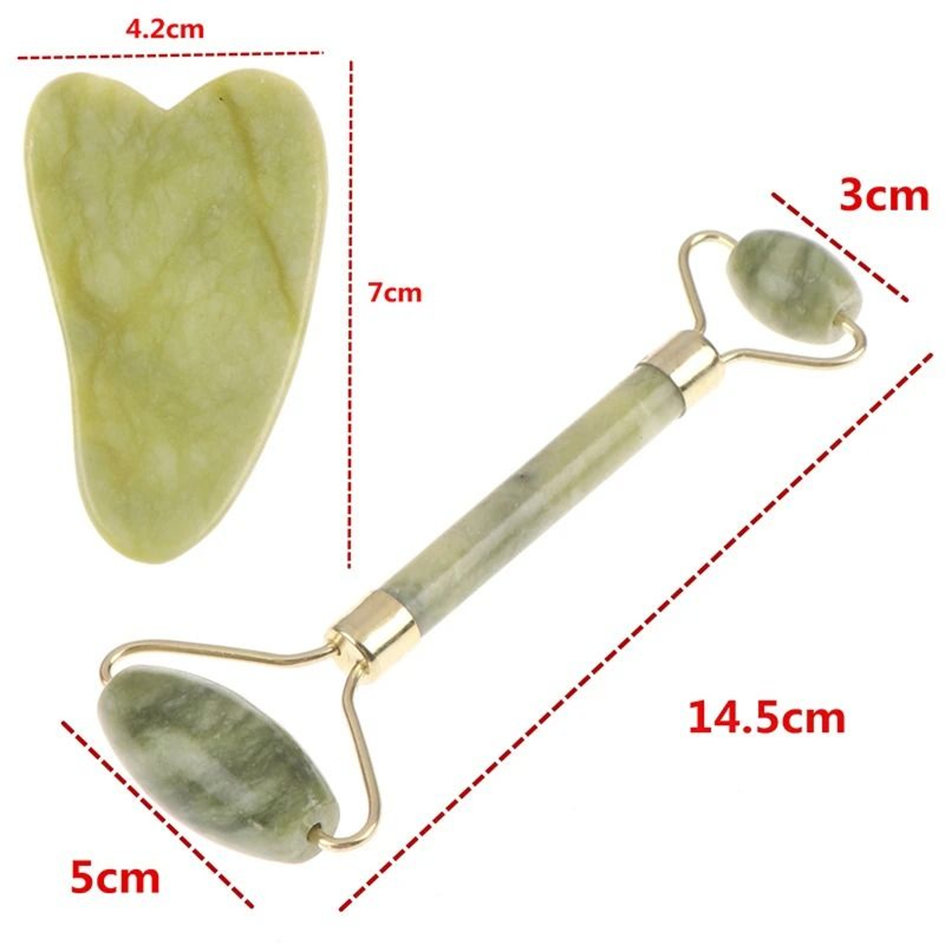 Natural Rose Jade Facial Roller And Gua Sha Set 4