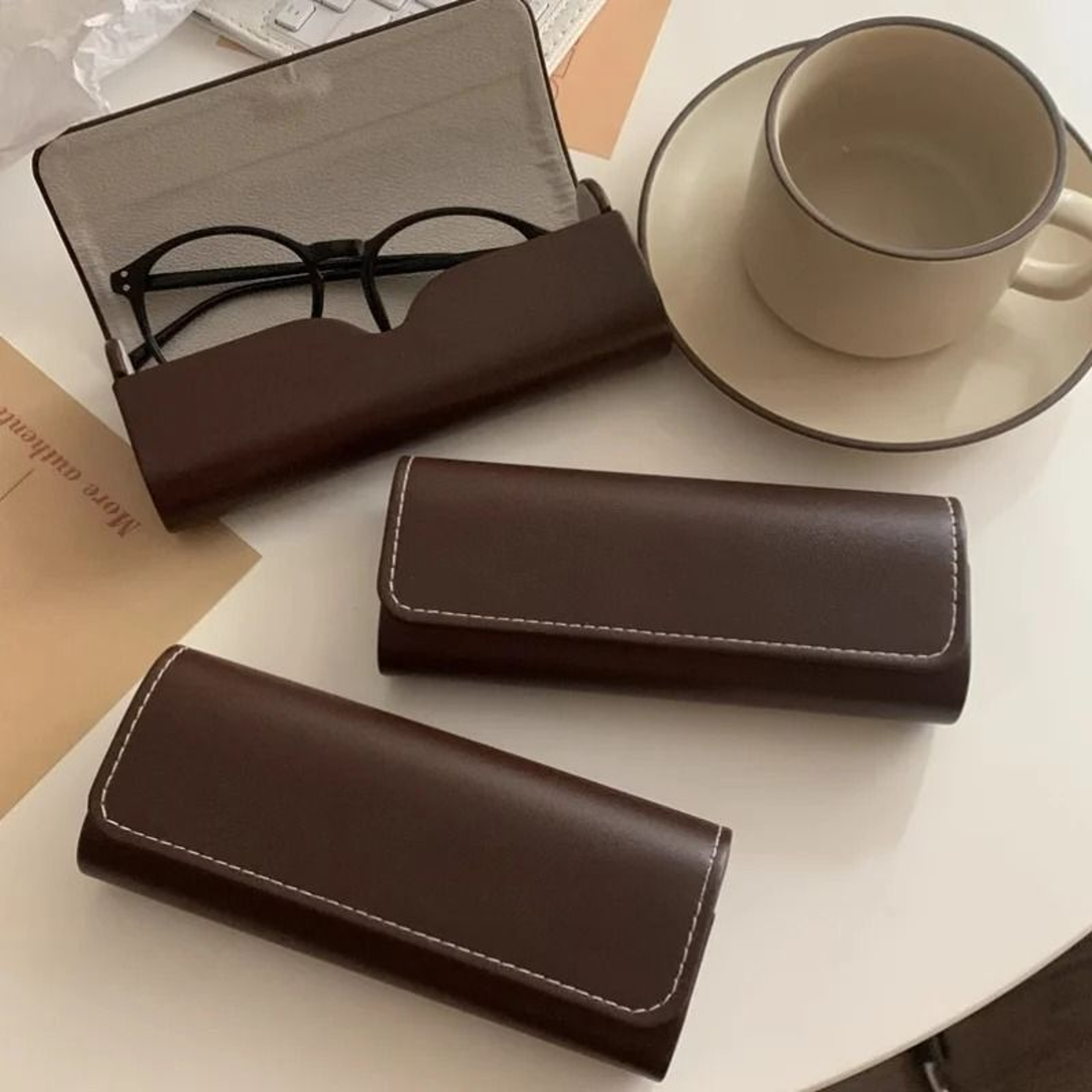 Vintage Coffee Style Eyeglass Case 0