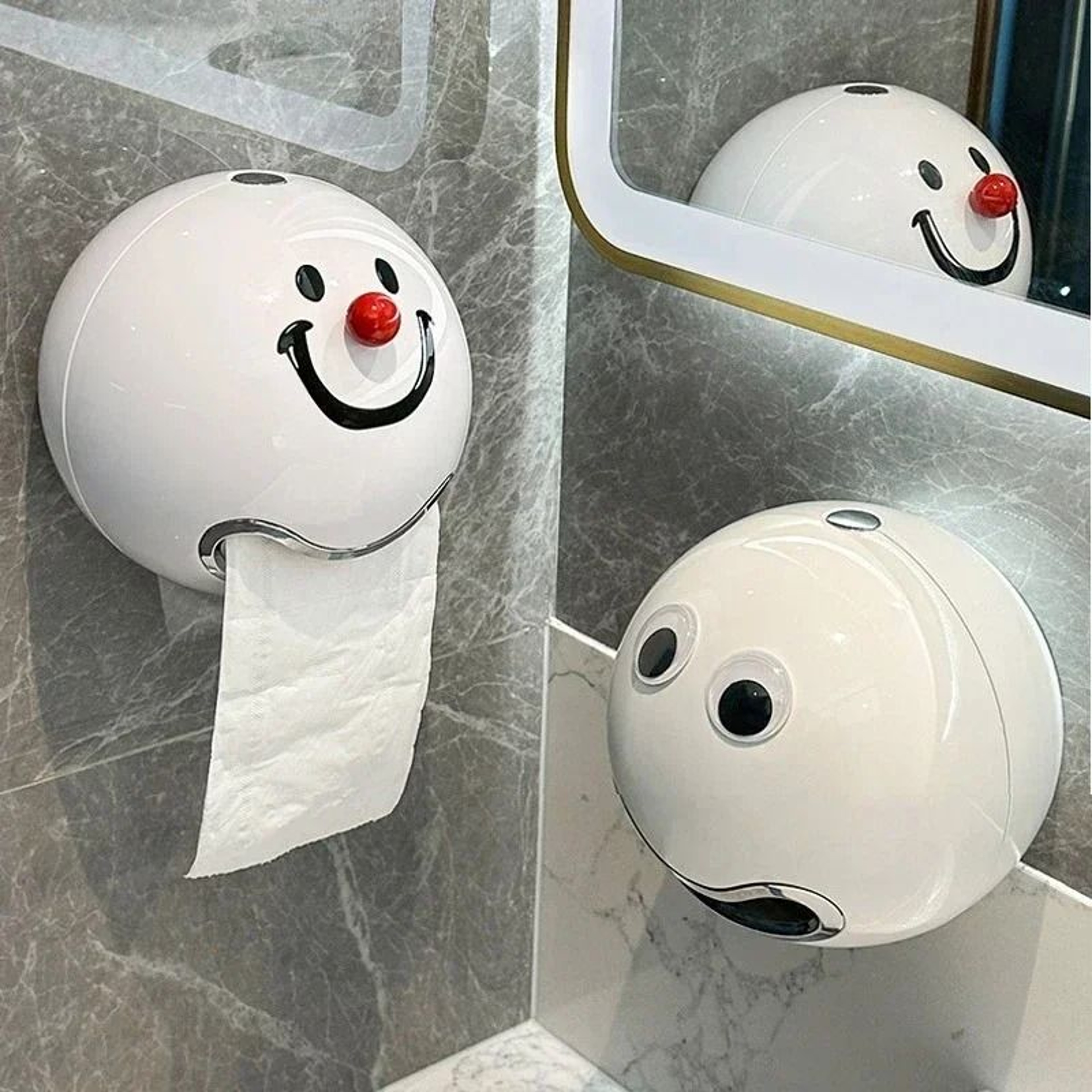 Smiling Face Wall Mounted Toilet Paper Box 0