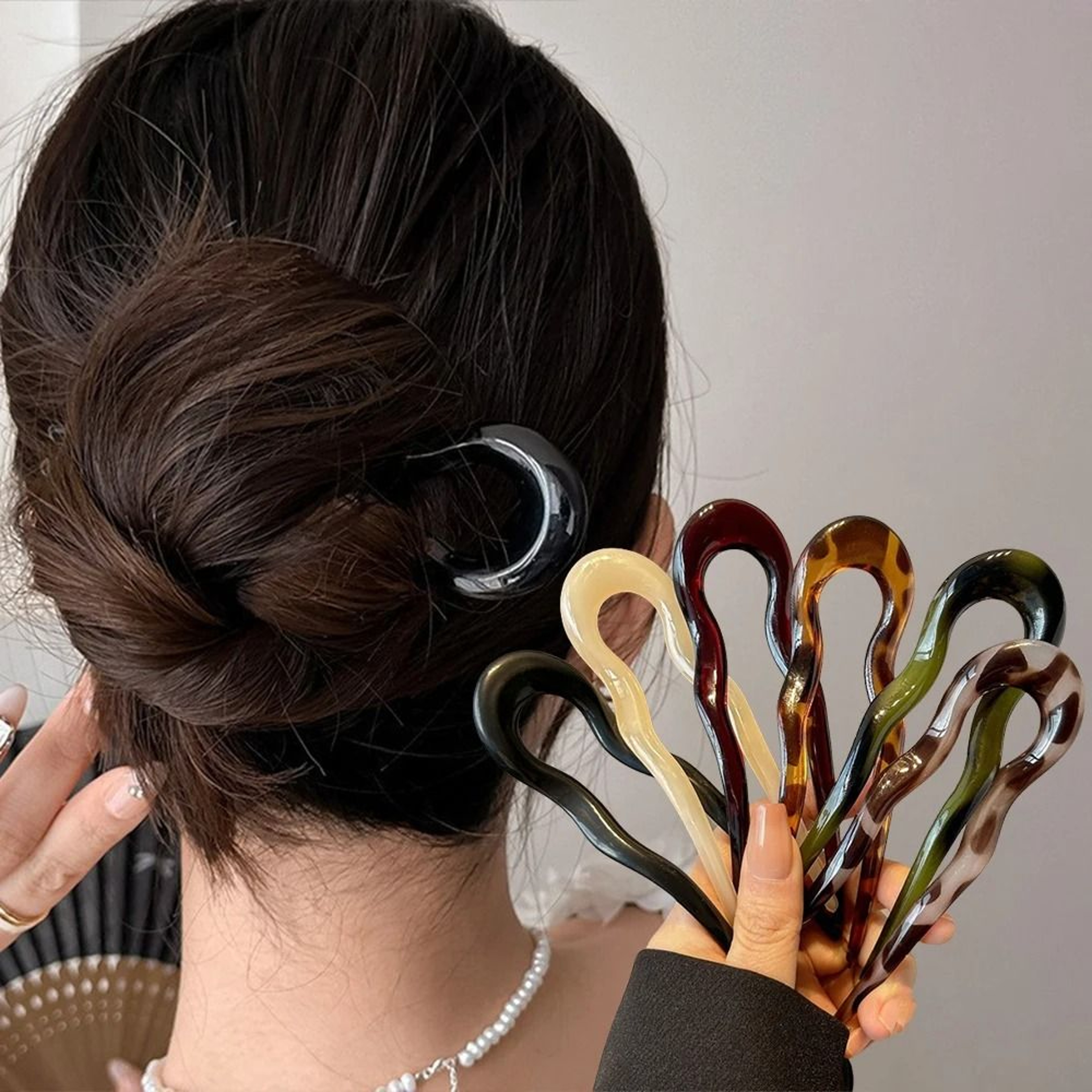 Tortoise Shell Acetate U Shape Hair Fork 0