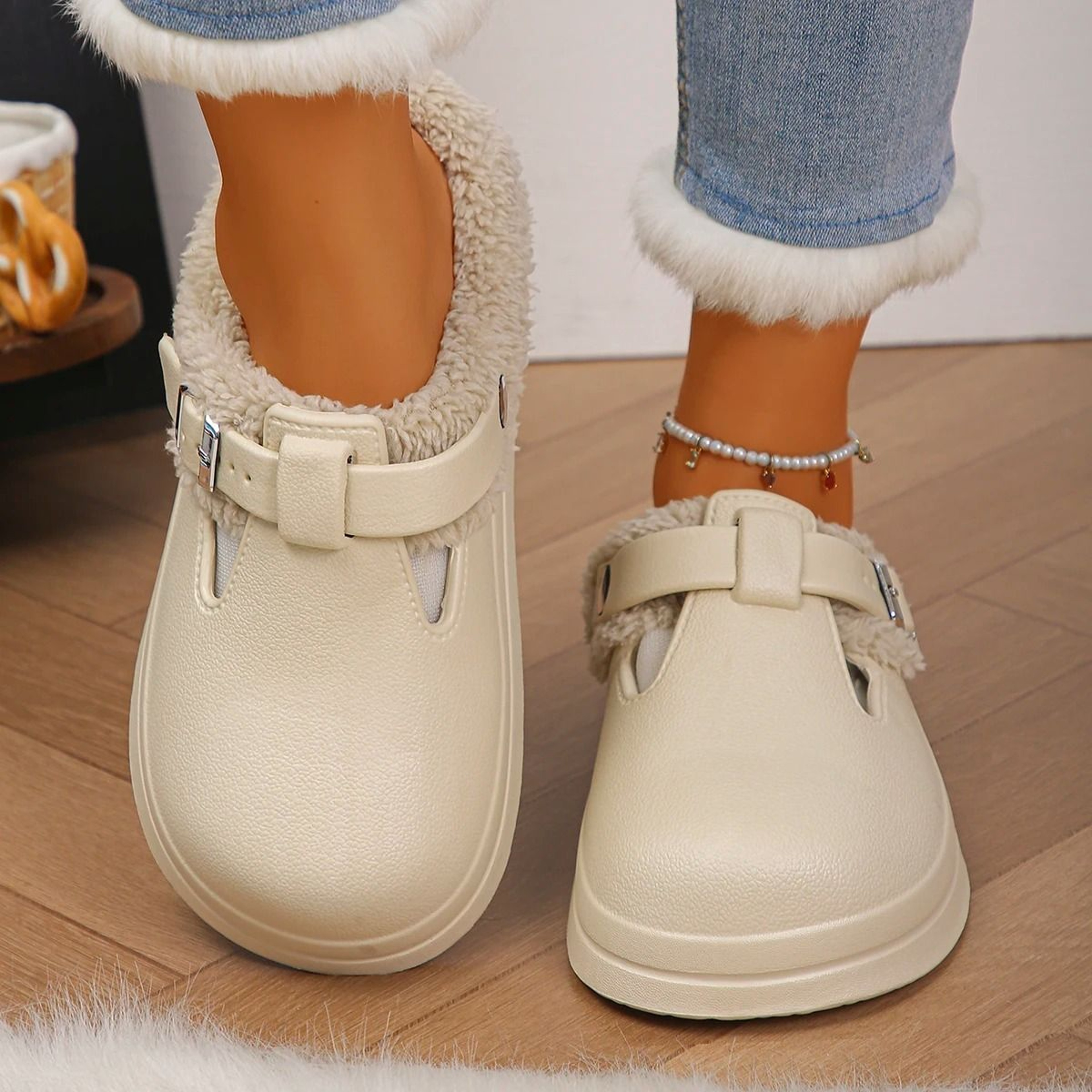 Waterproof Plush Winter Mules Slippers For Women 5