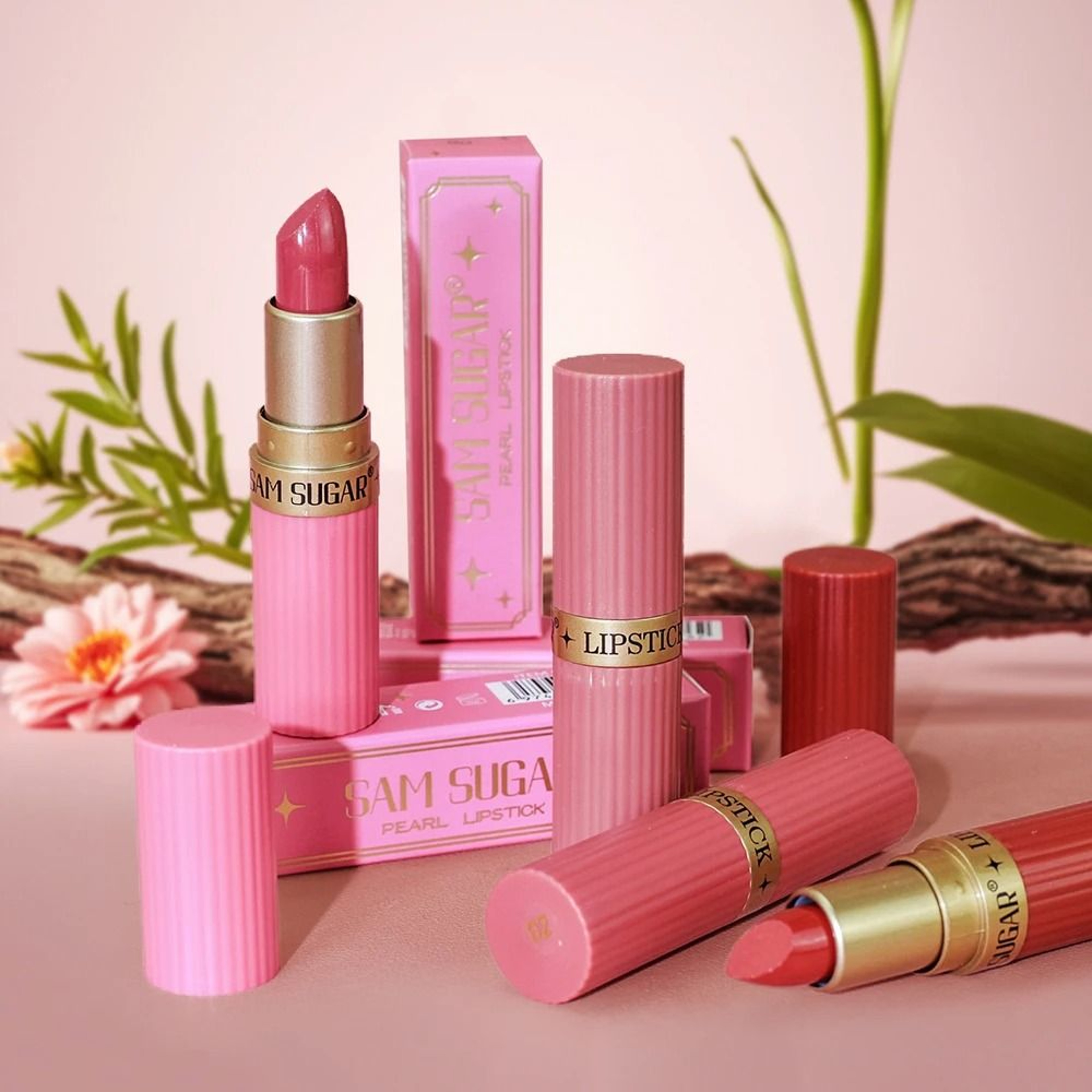 Pearlescent Pink Glitter Velvet Lipstick Long Lasting Waterproof Shimmer Lip Color 2
