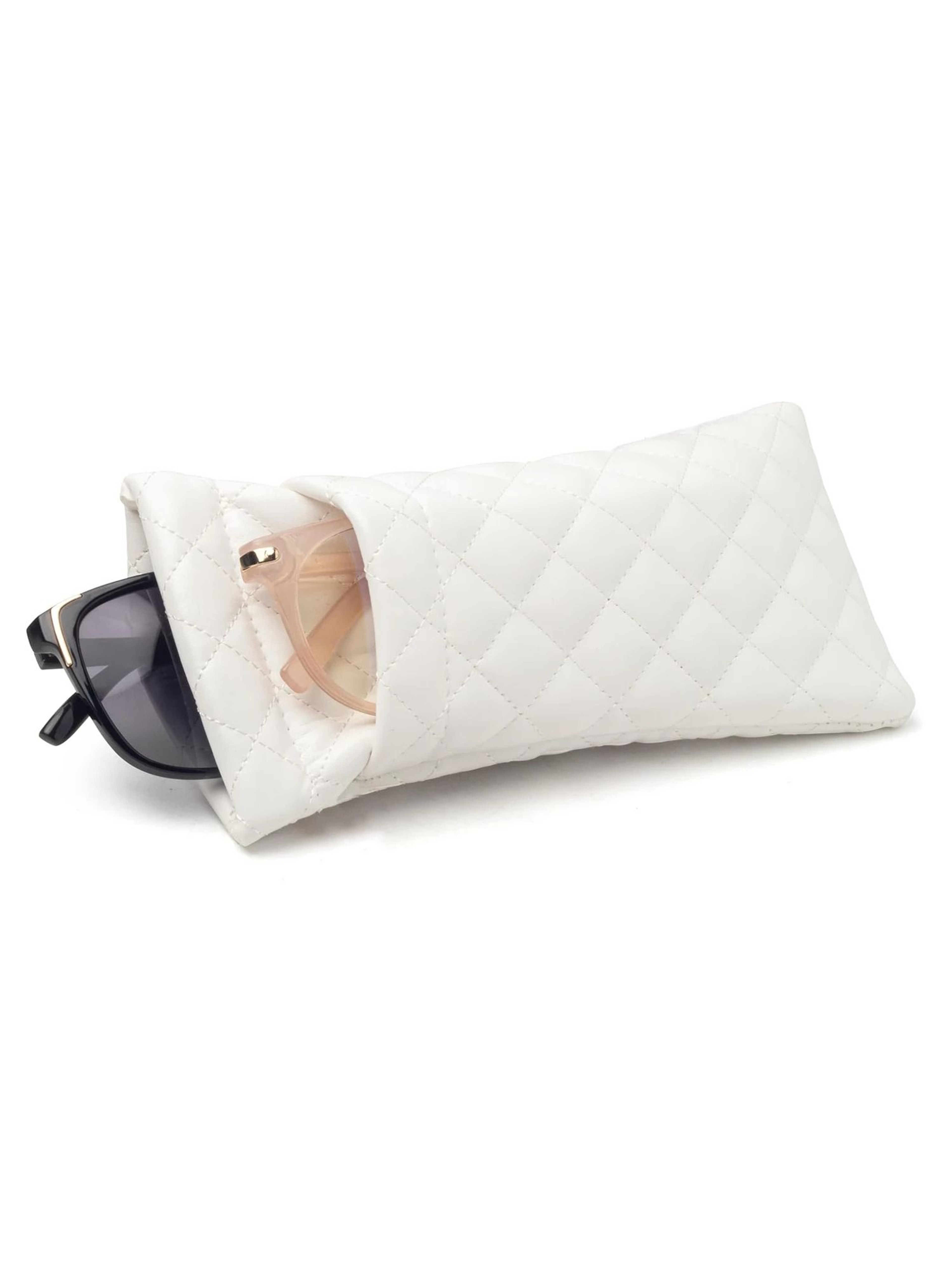 Double Layer Portable Squeeze Glasses Case Soft PU Leather Storage Bag 7
