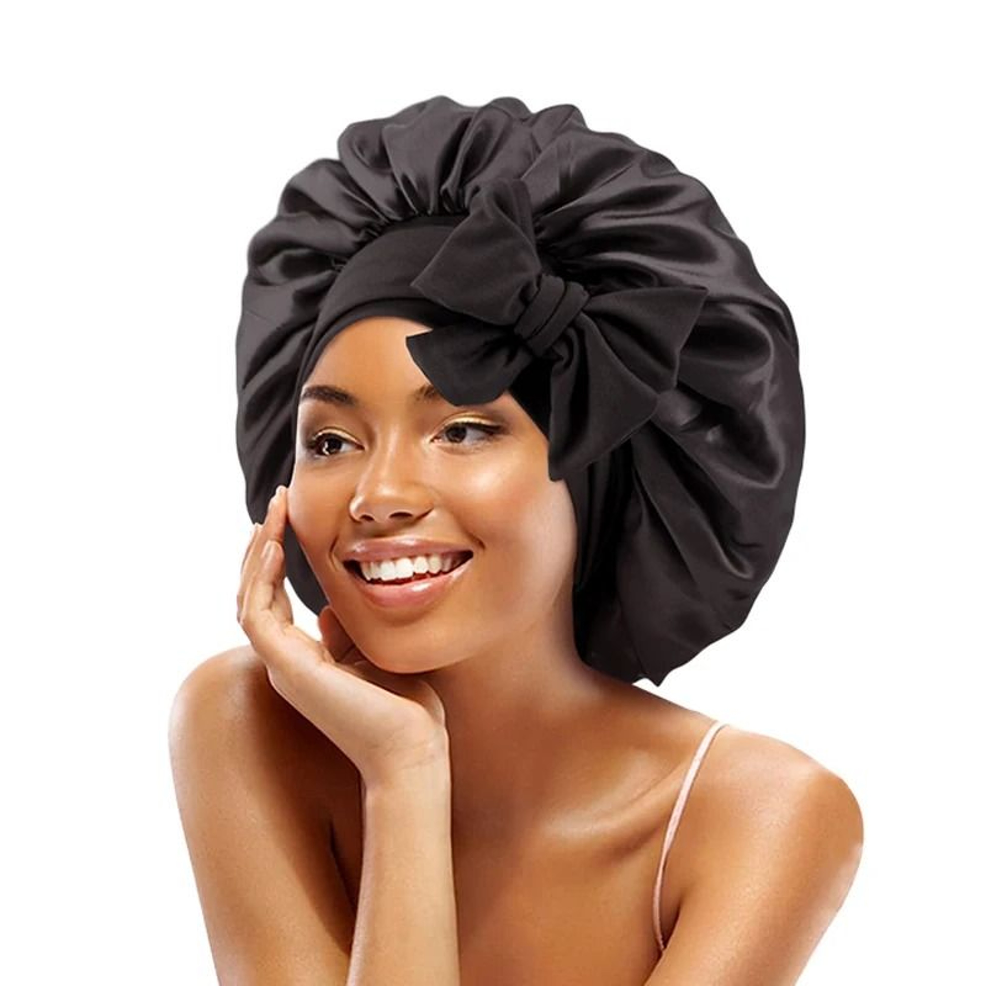 Satin Sleeping Bonnet With Stretchy Tie Band Adjustable Hair Cover For Women 9