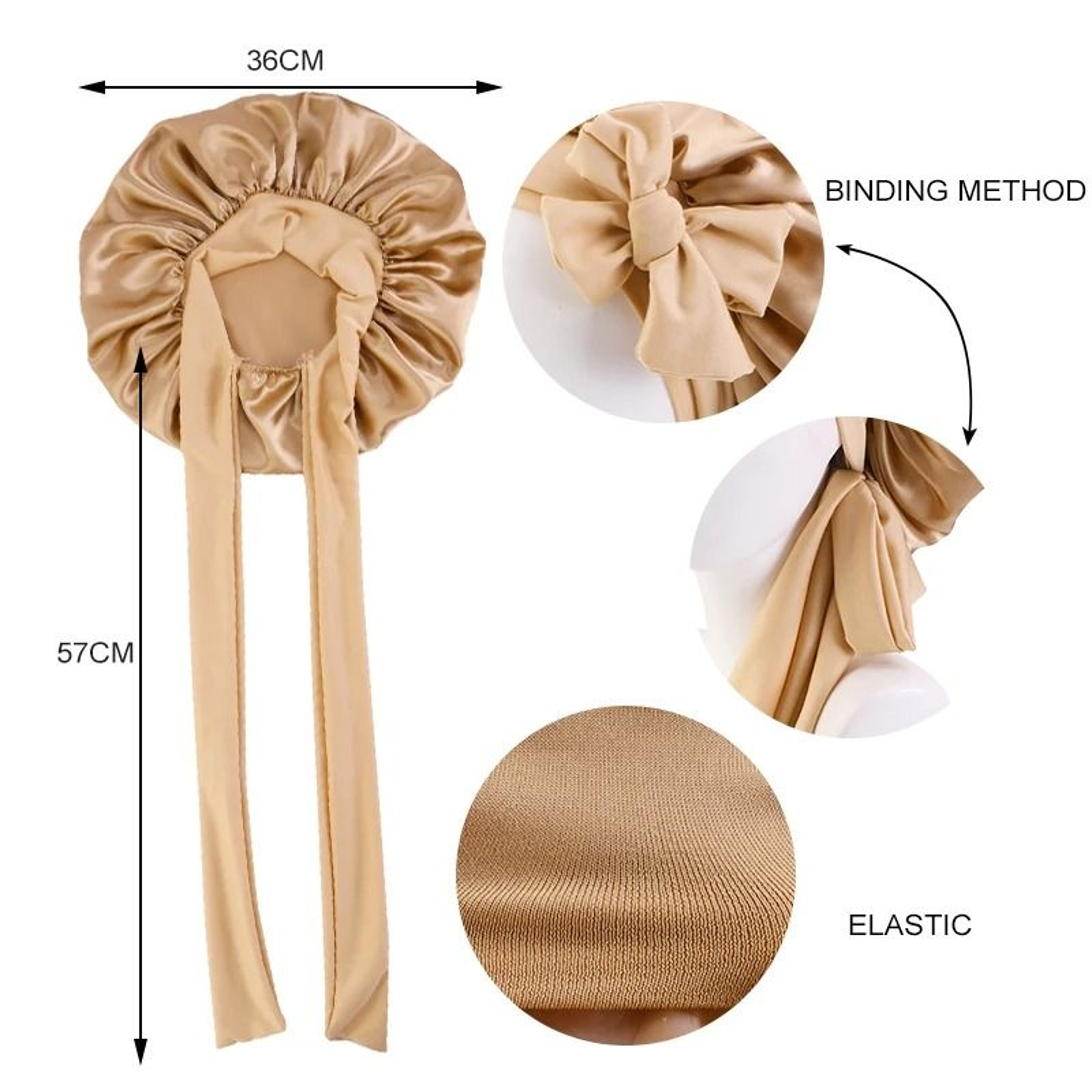 Satin Sleeping Bonnet With Stretchy Tie Band Adjustable Hair Cover For Women 1