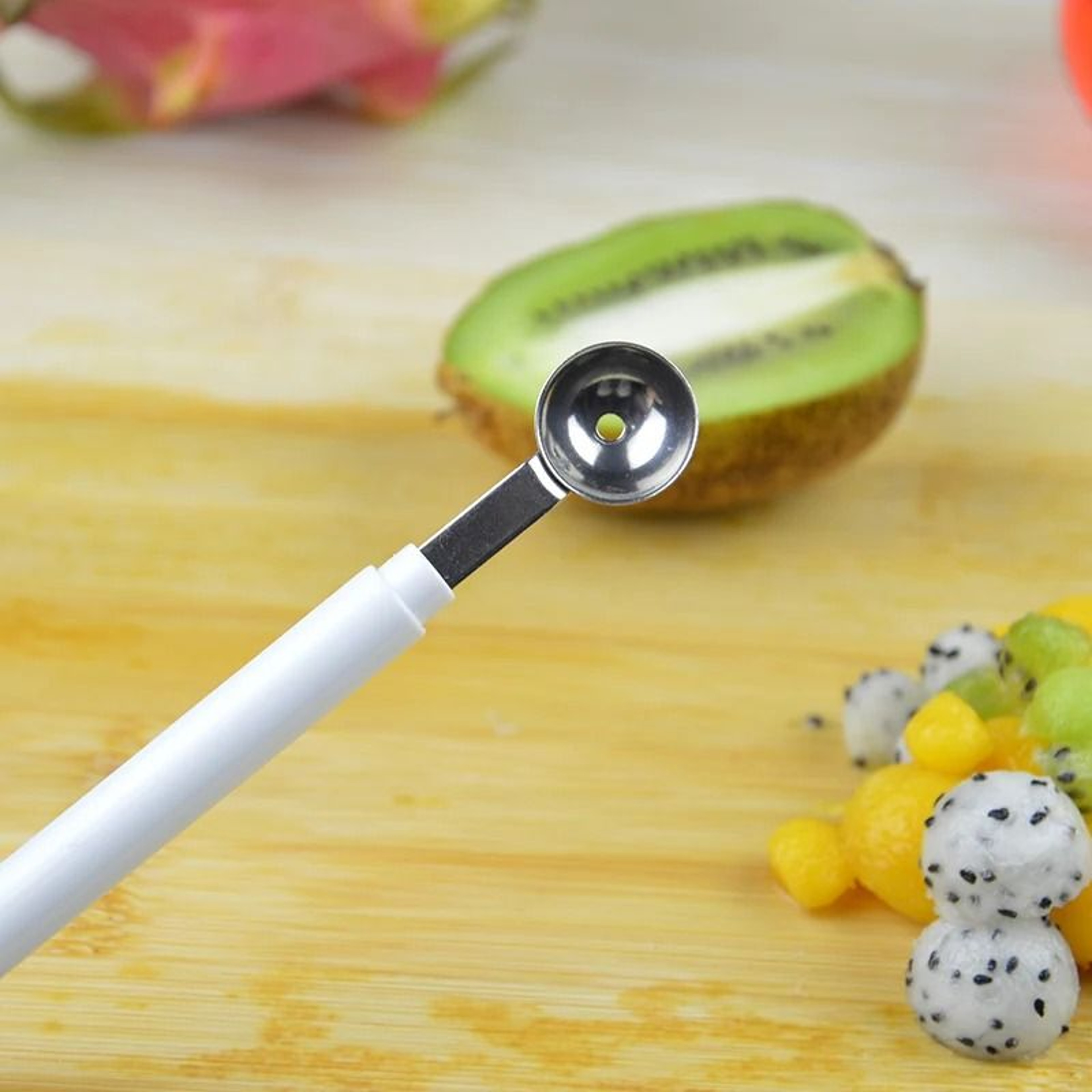 Double Ended Stainless Steel Scoop Apple Ball Melon Spoon Kitchen Gadgets 2