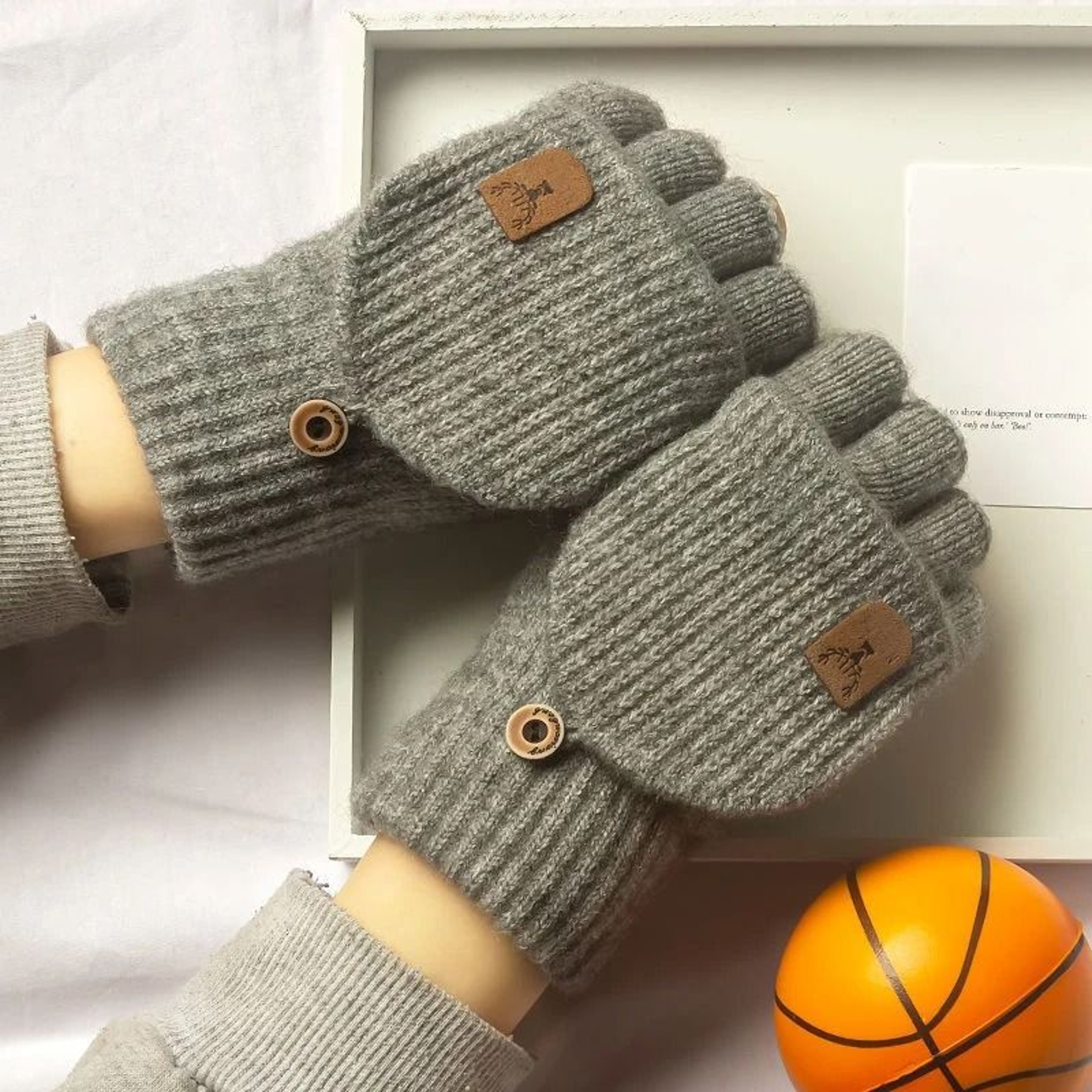 Knitted Fingerless Winter Gloves Warm Touch Screen Half Finger Gloves 5