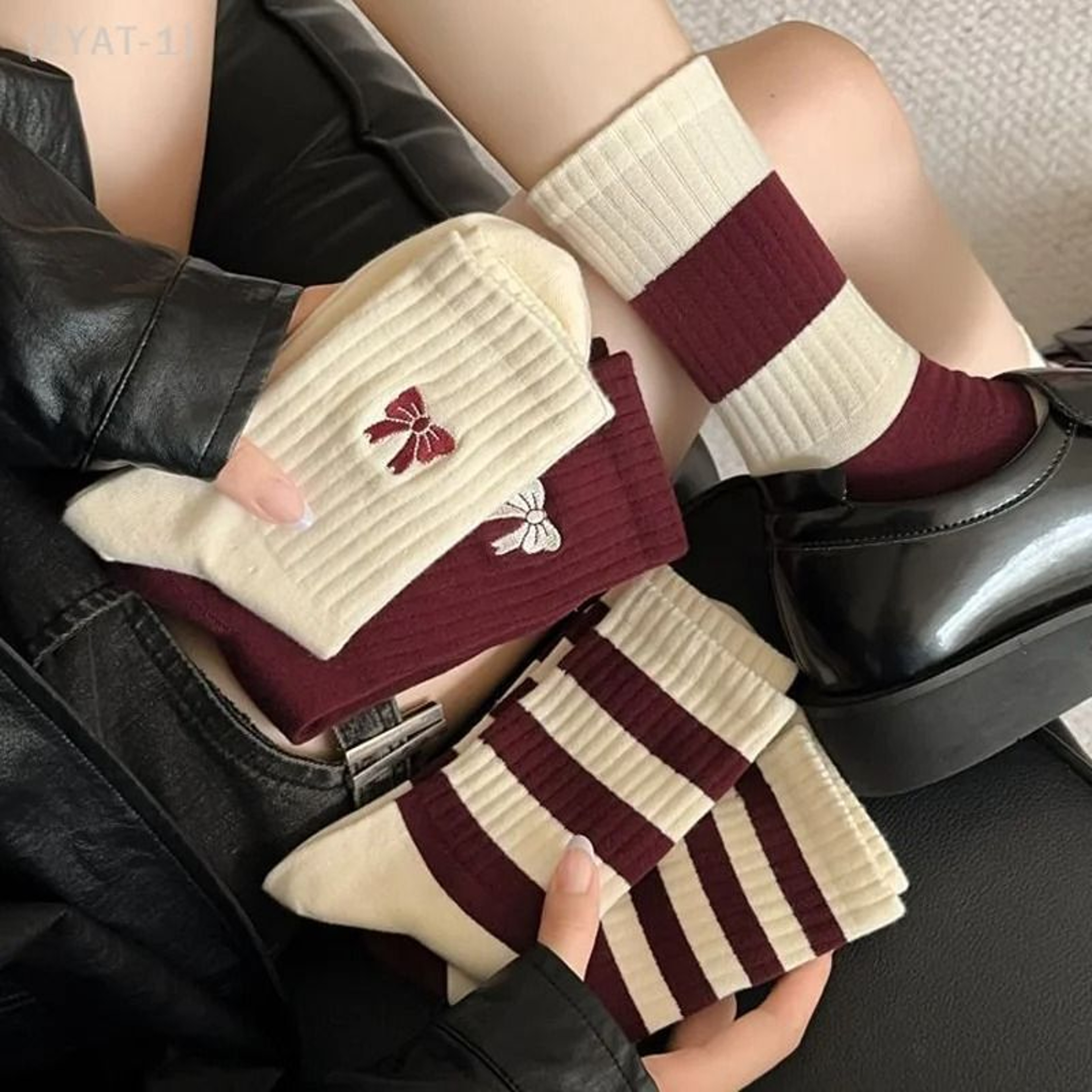 Cozy Cotton Knit Winter Socks Women Mid Calf Casual Warm Socks 0