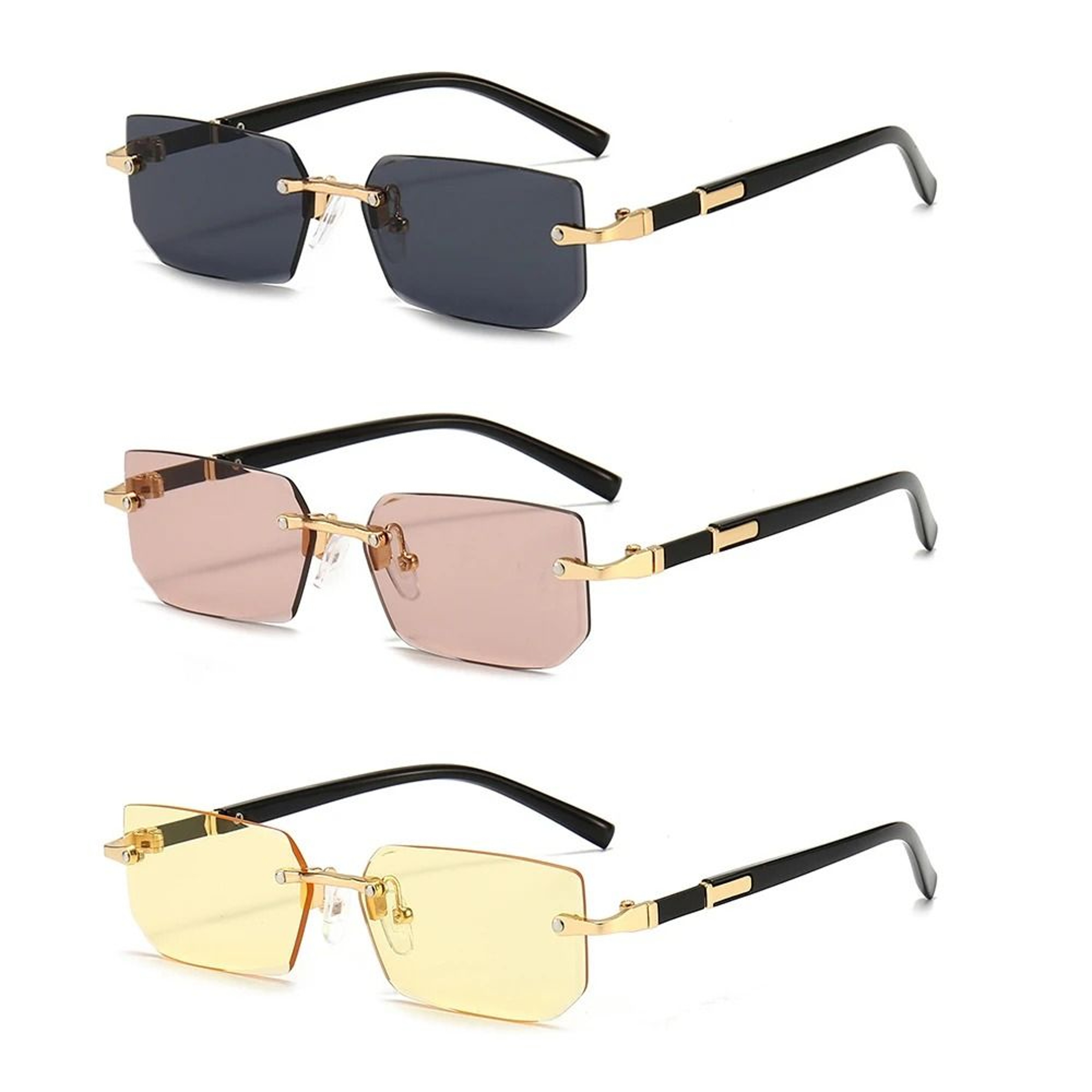 Clear View Rimless Rectangle Sunglasses For Men And Women 13
