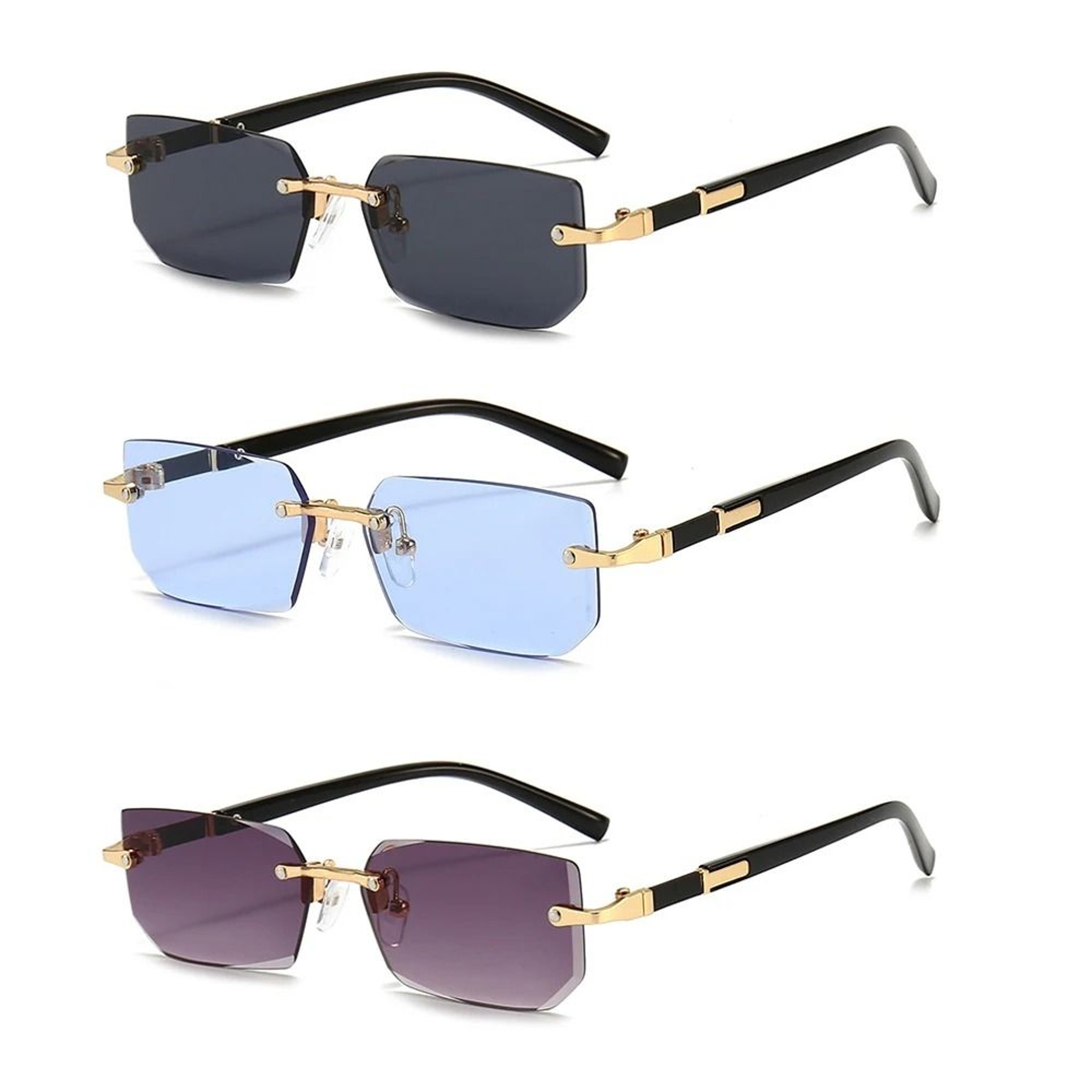 Clear View Rimless Rectangle Sunglasses For Men And Women 16
