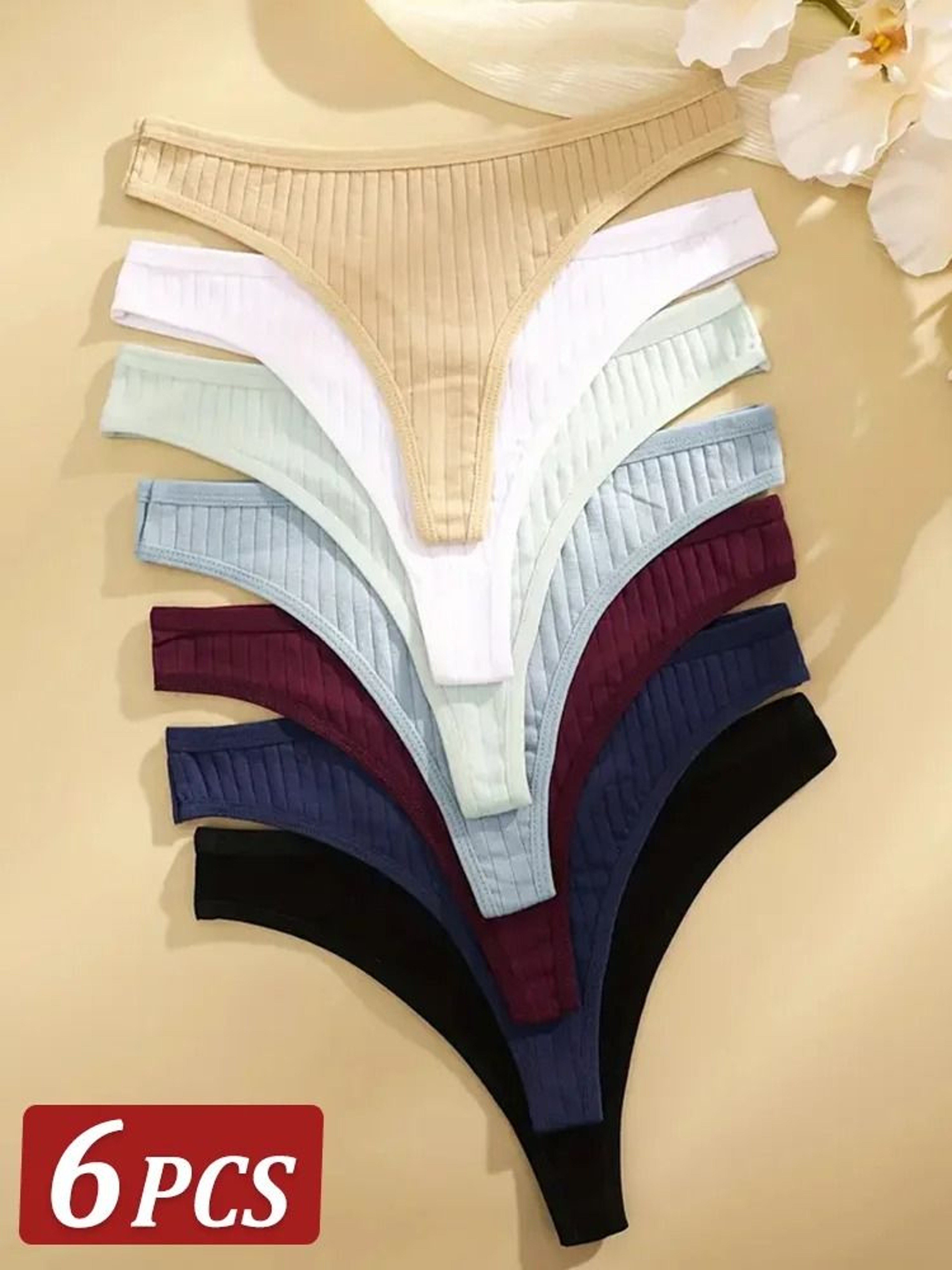 Soft Cotton Low Rise Thong Set For Women 0
