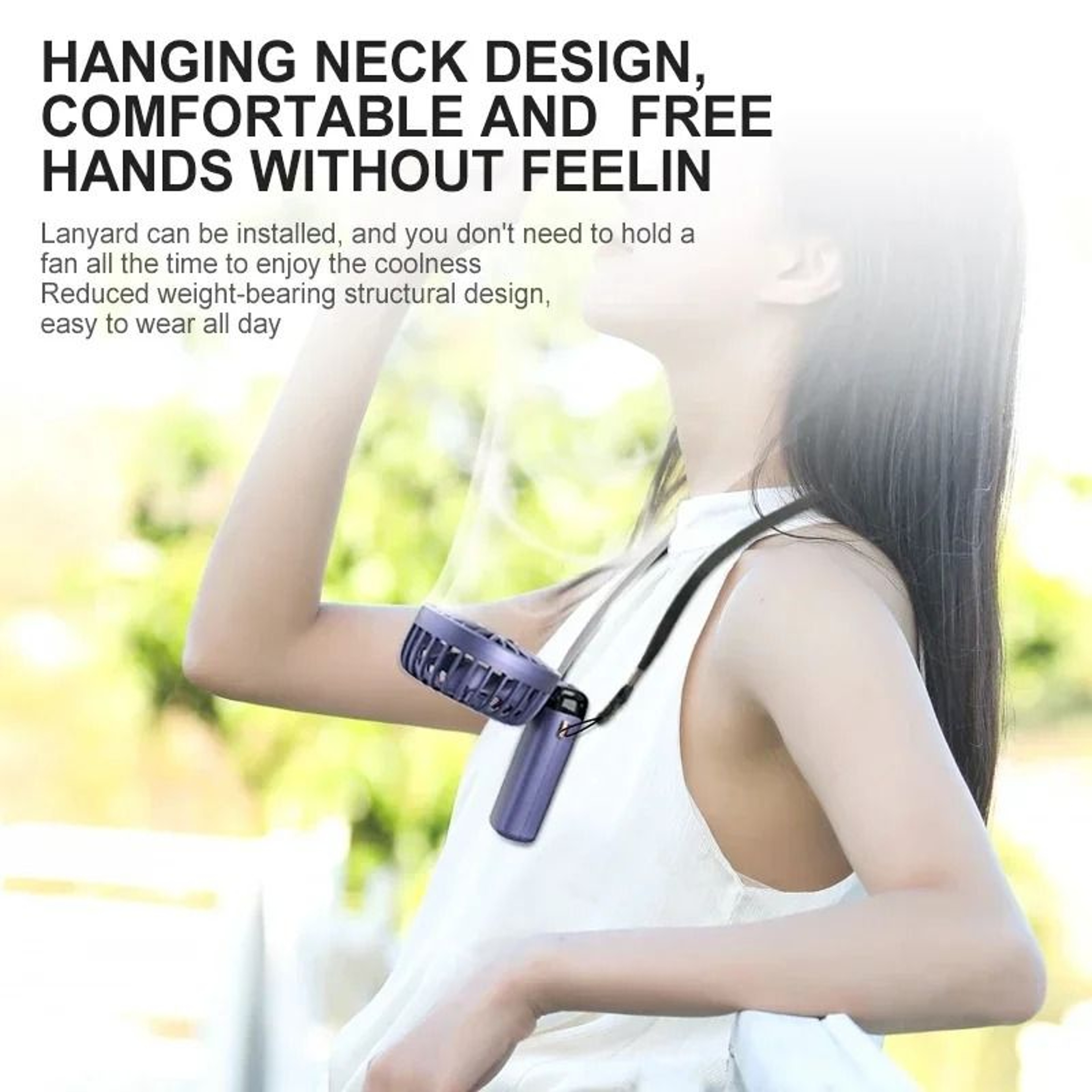 Foldable Portable Neck Hanging Mini Fan With USB Rechargeable Battery 3