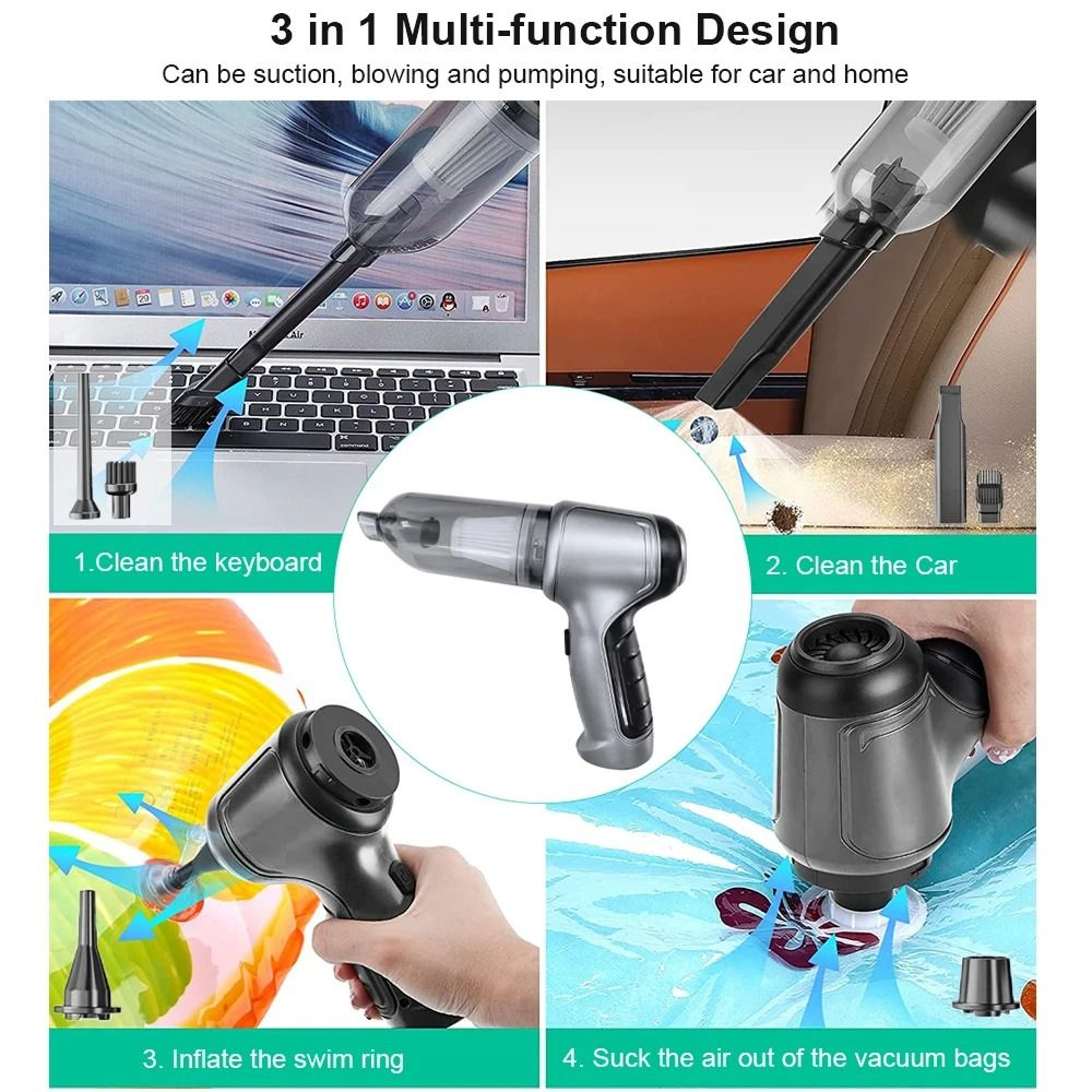 Portable Wireless Car Vacuum Cleaner High Suction Mini Handheld Cleaner 5