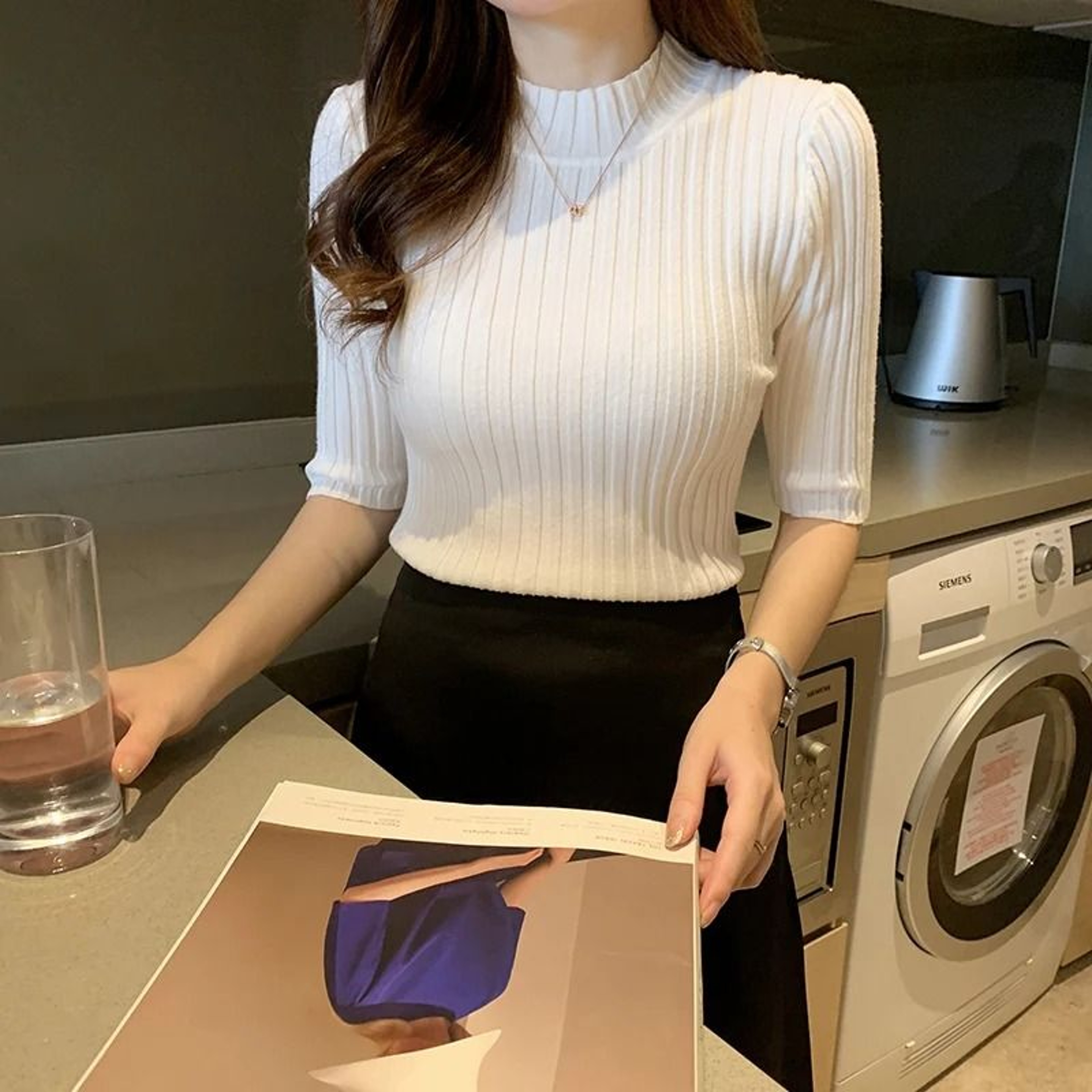 Short Sleeve Knit Blouse For Women Summer Lightweight Pullover Top 11