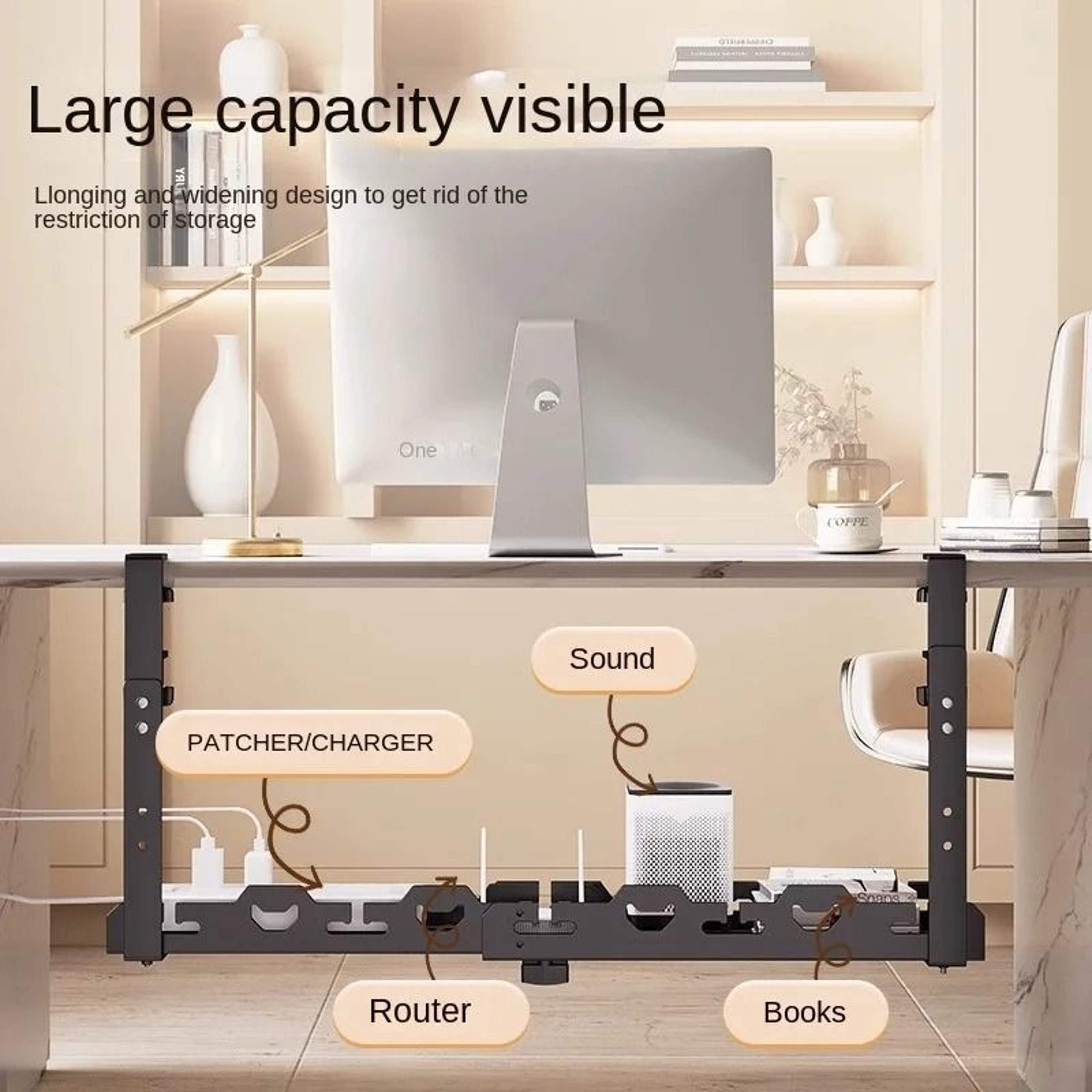 Telescopic Under Table Cable Management Tray With Adjustable Rack 1