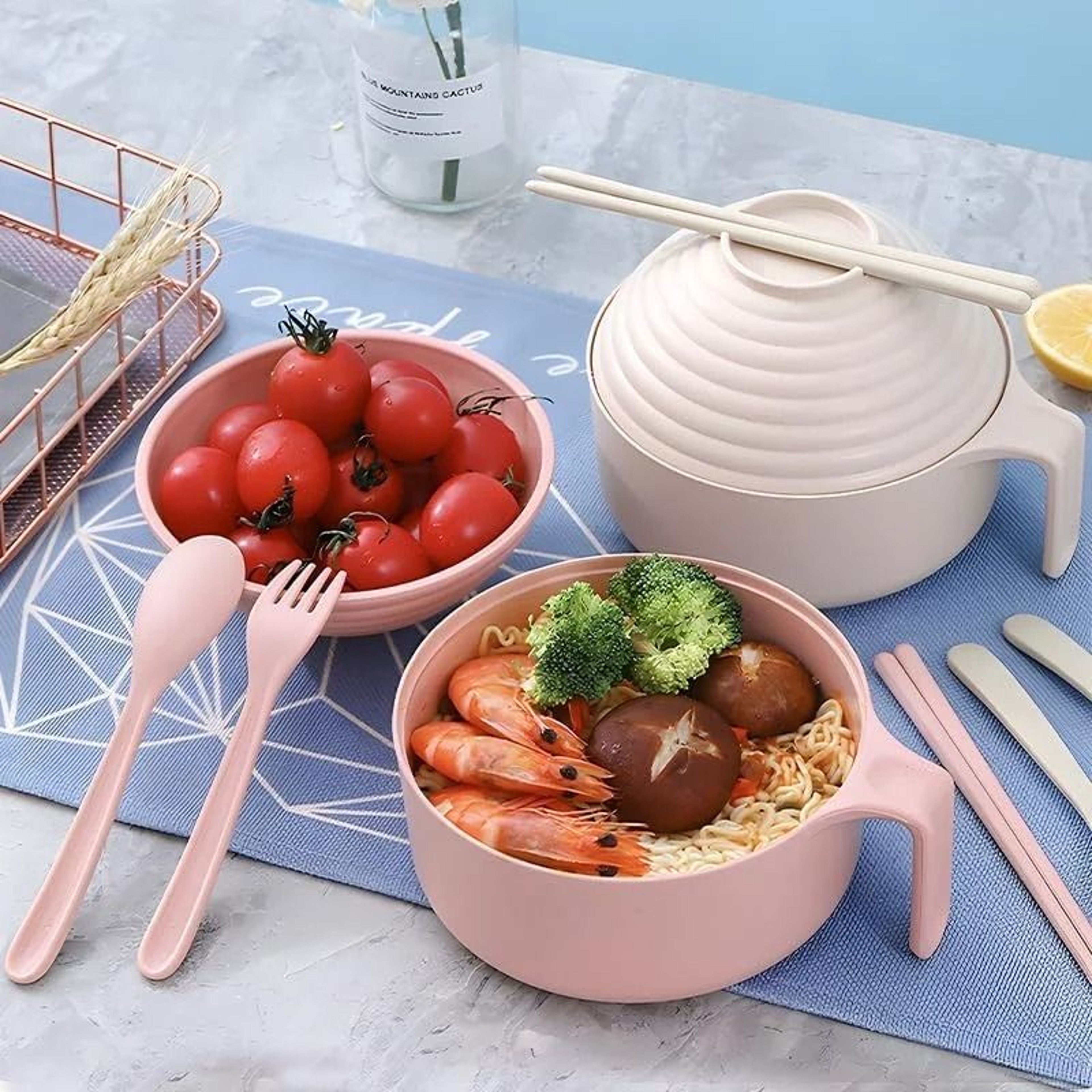 3 In 1 Ramen Bowl Set With Lid And Chopsticks 2