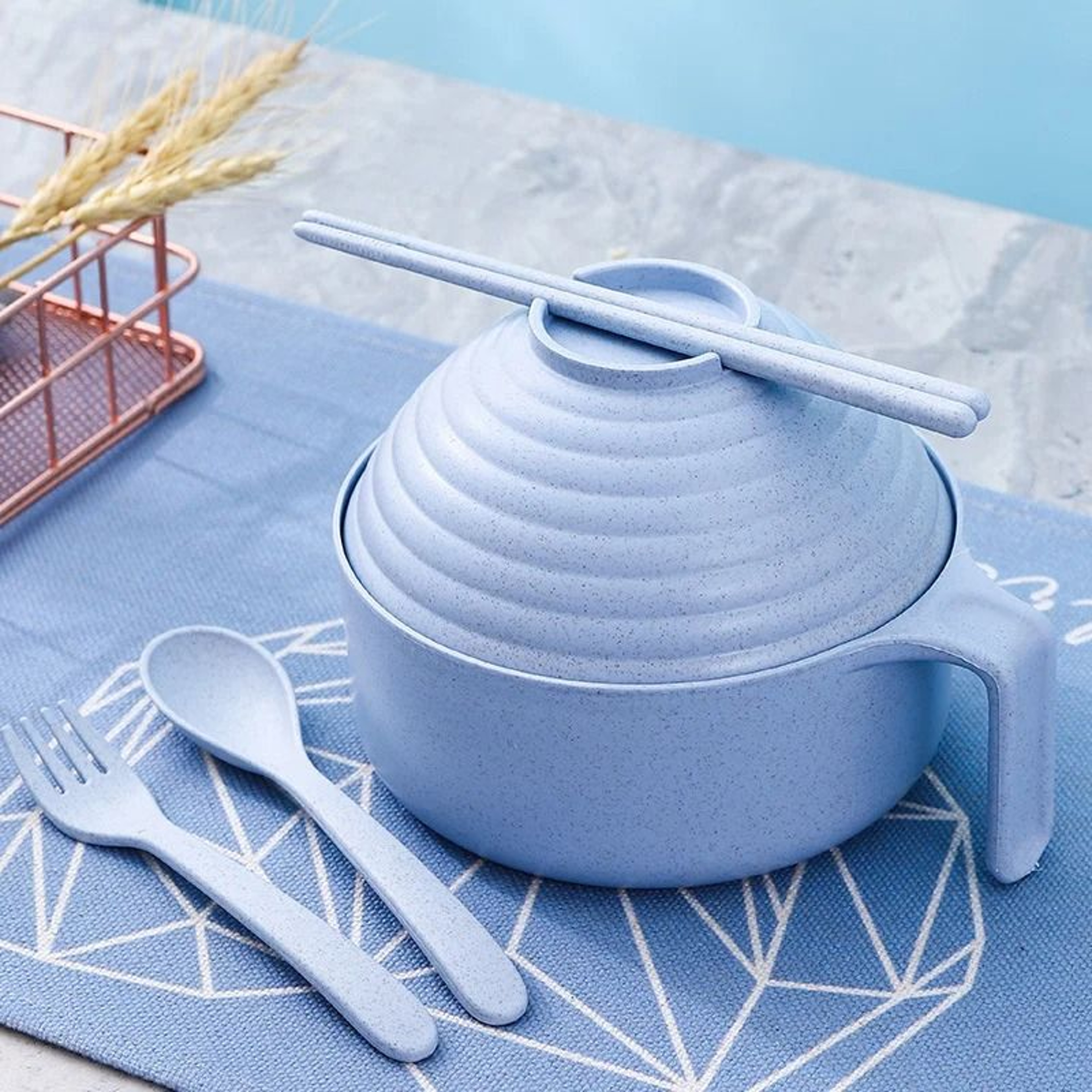 3 In 1 Ramen Bowl Set With Lid And Chopsticks 8