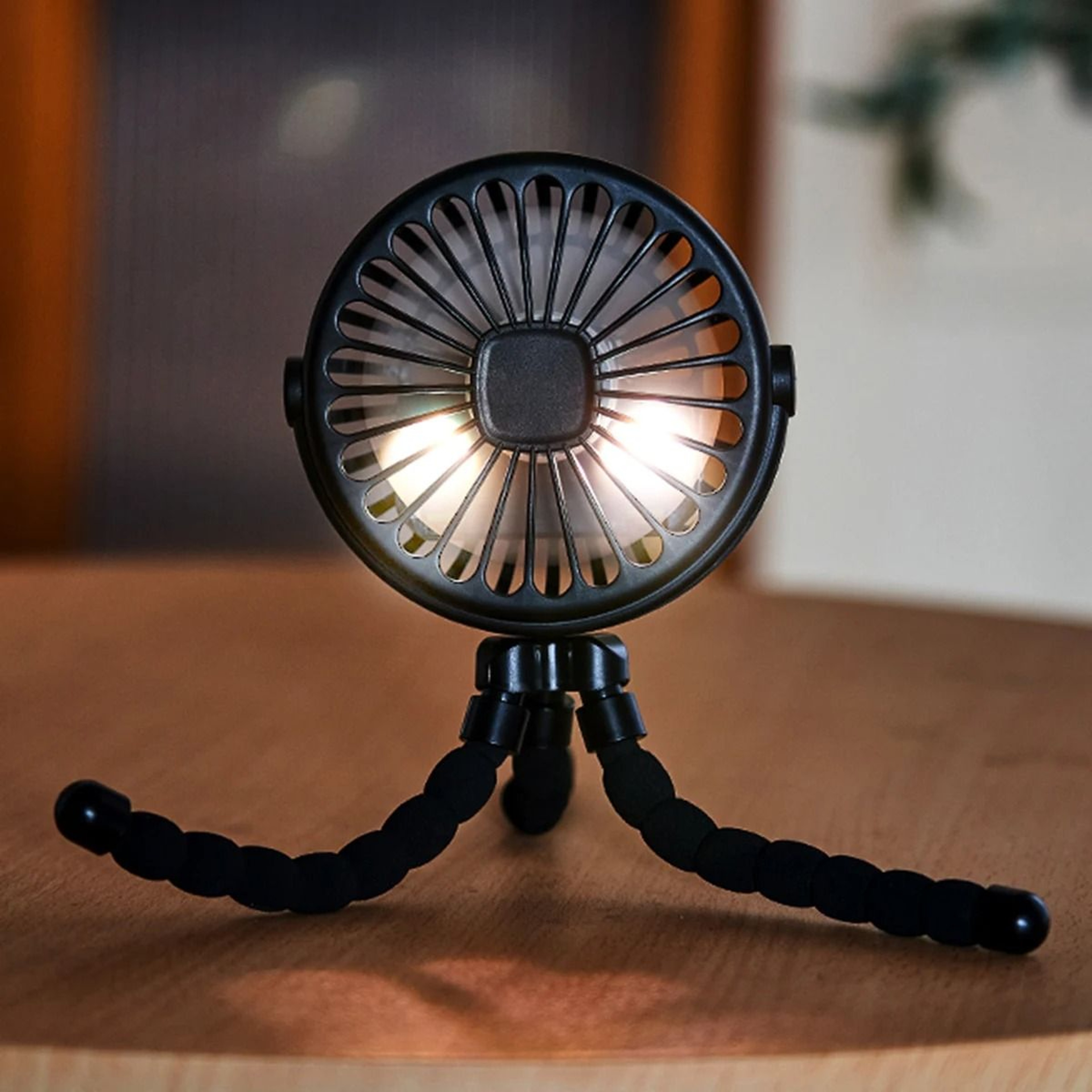 4 In 1 Octopus Shape Rechargeable Mini Fan With Flexible Legs And Night Light 6