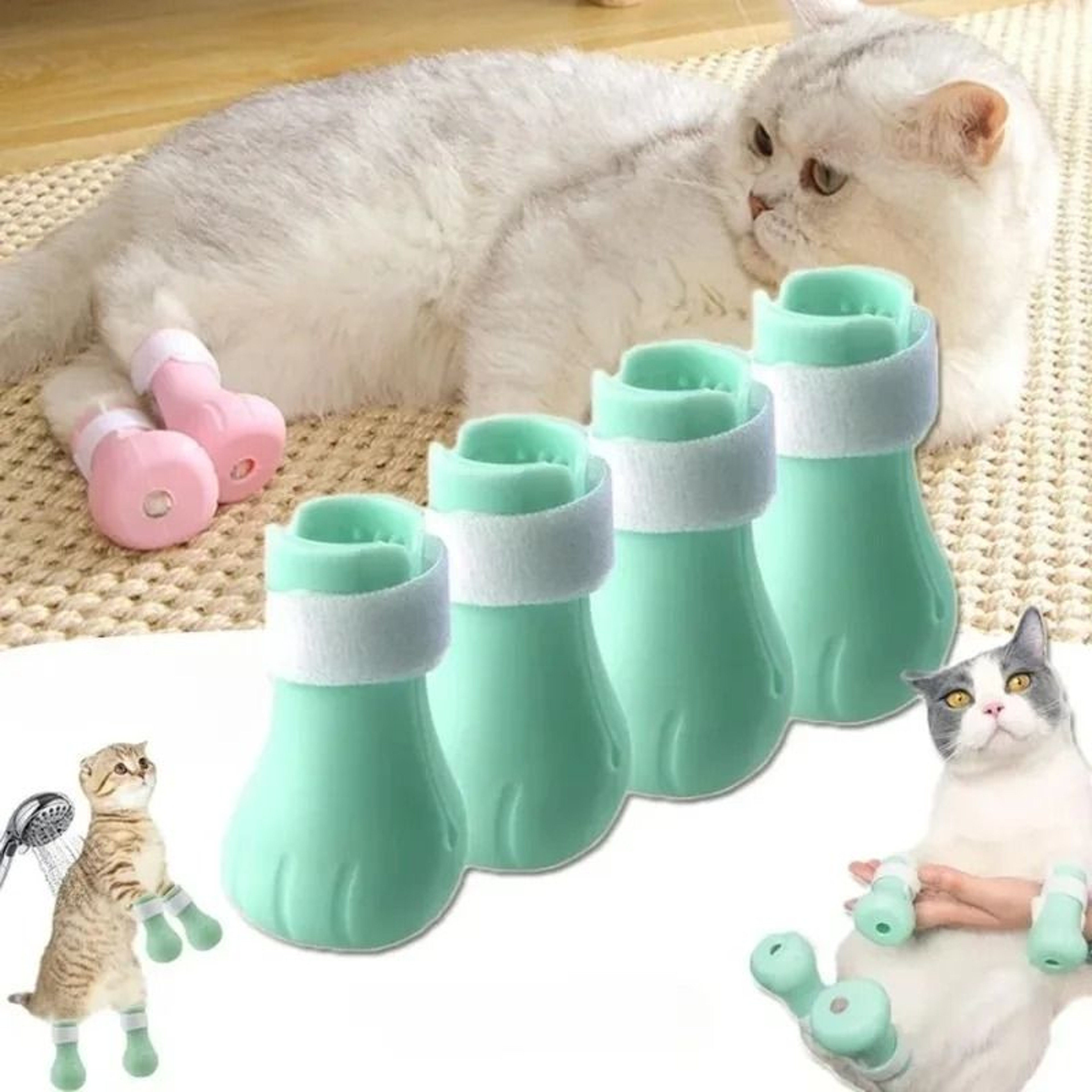 Adjustable Silicone Anti Scratch Cat Paw Protectors For Bath And Grooming 0