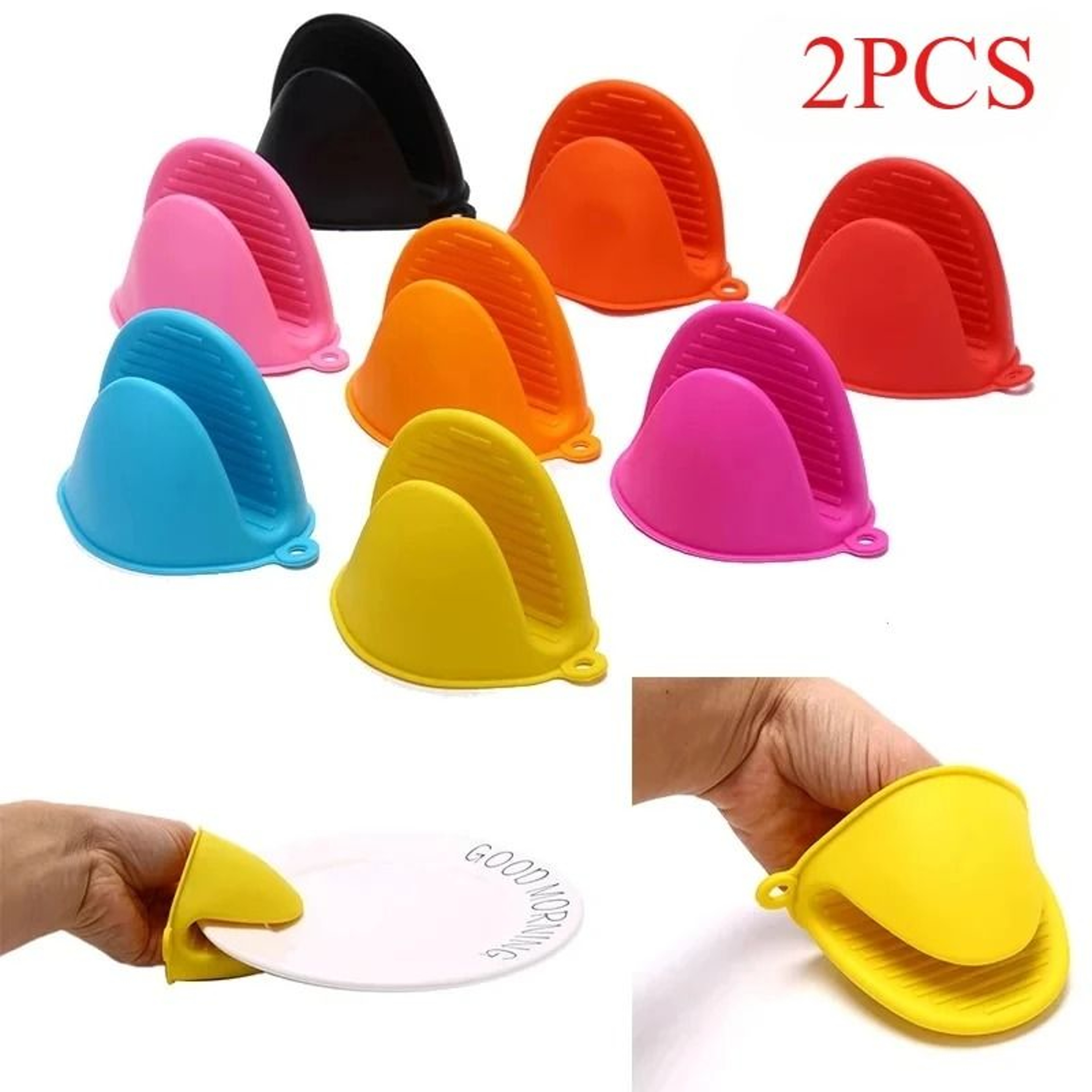 2 Pack Thick Silicone Oven Mitt Clips With Heat Protection 0