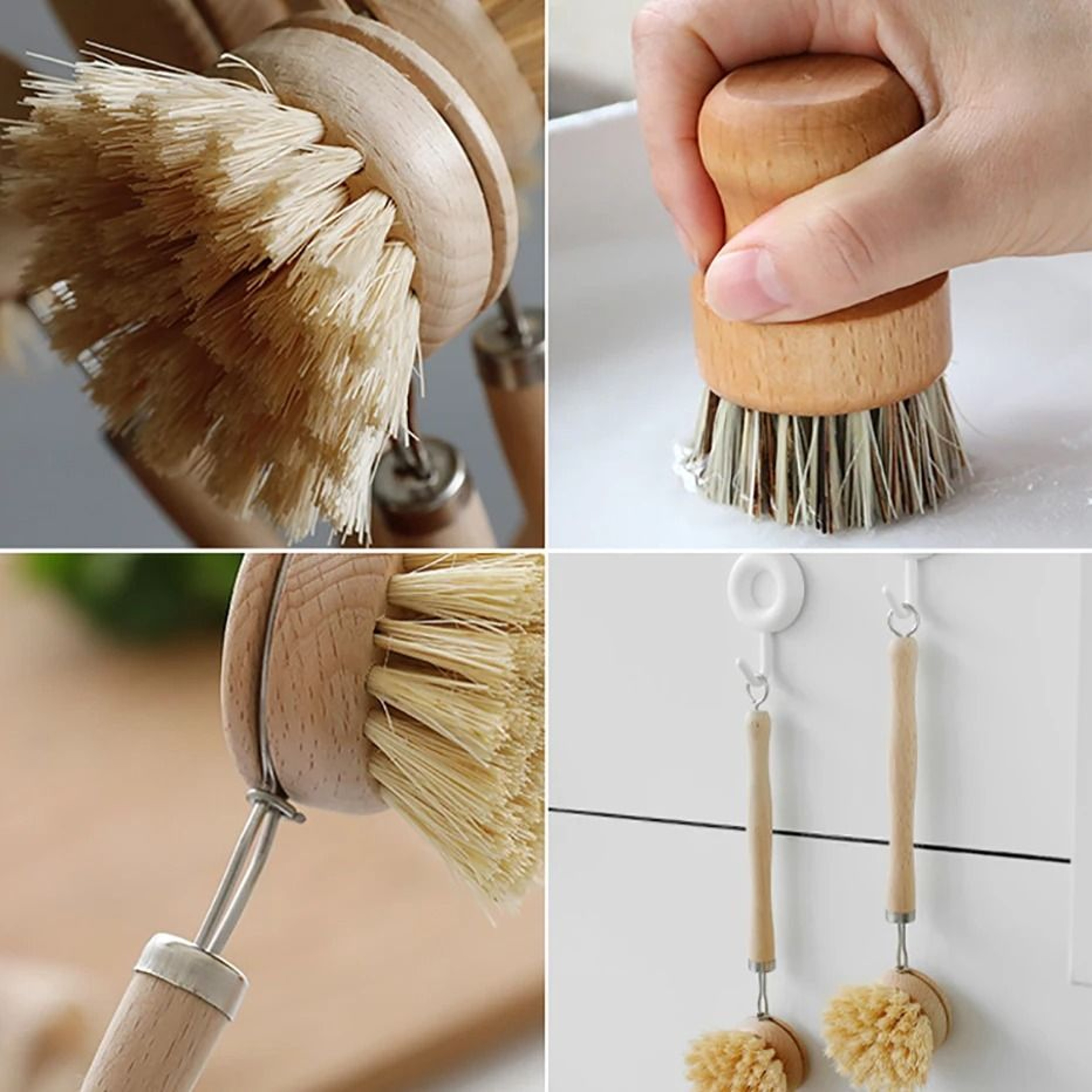 Bamboo Kitchen Cleaning Brush Set With Natural Bristles 5