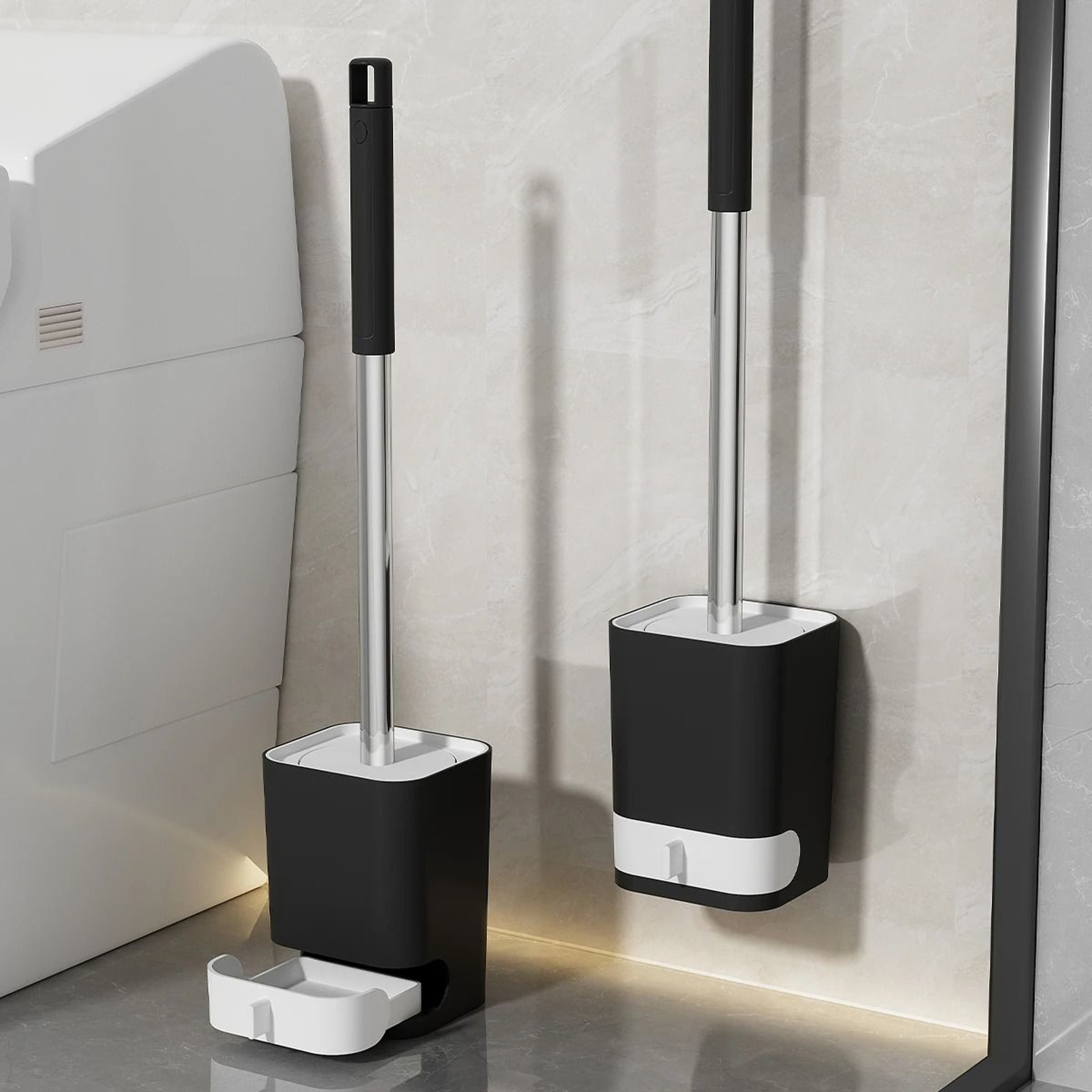 Long Handle Toilet Cleaning Brush With Drainable Base And Wall Mount 0