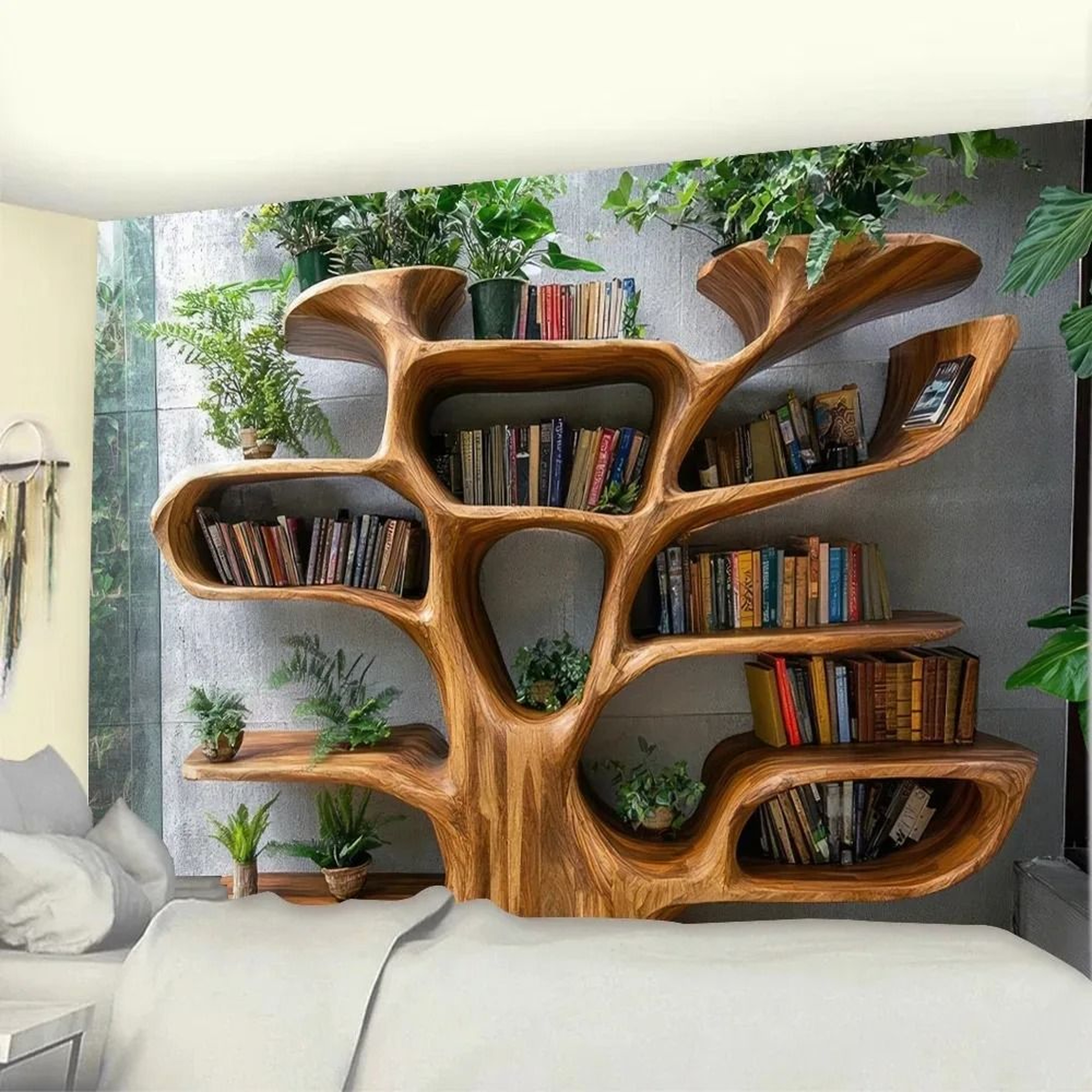 Tree Bookshelf Tapestry For Reading Nooks And Home Decor 3