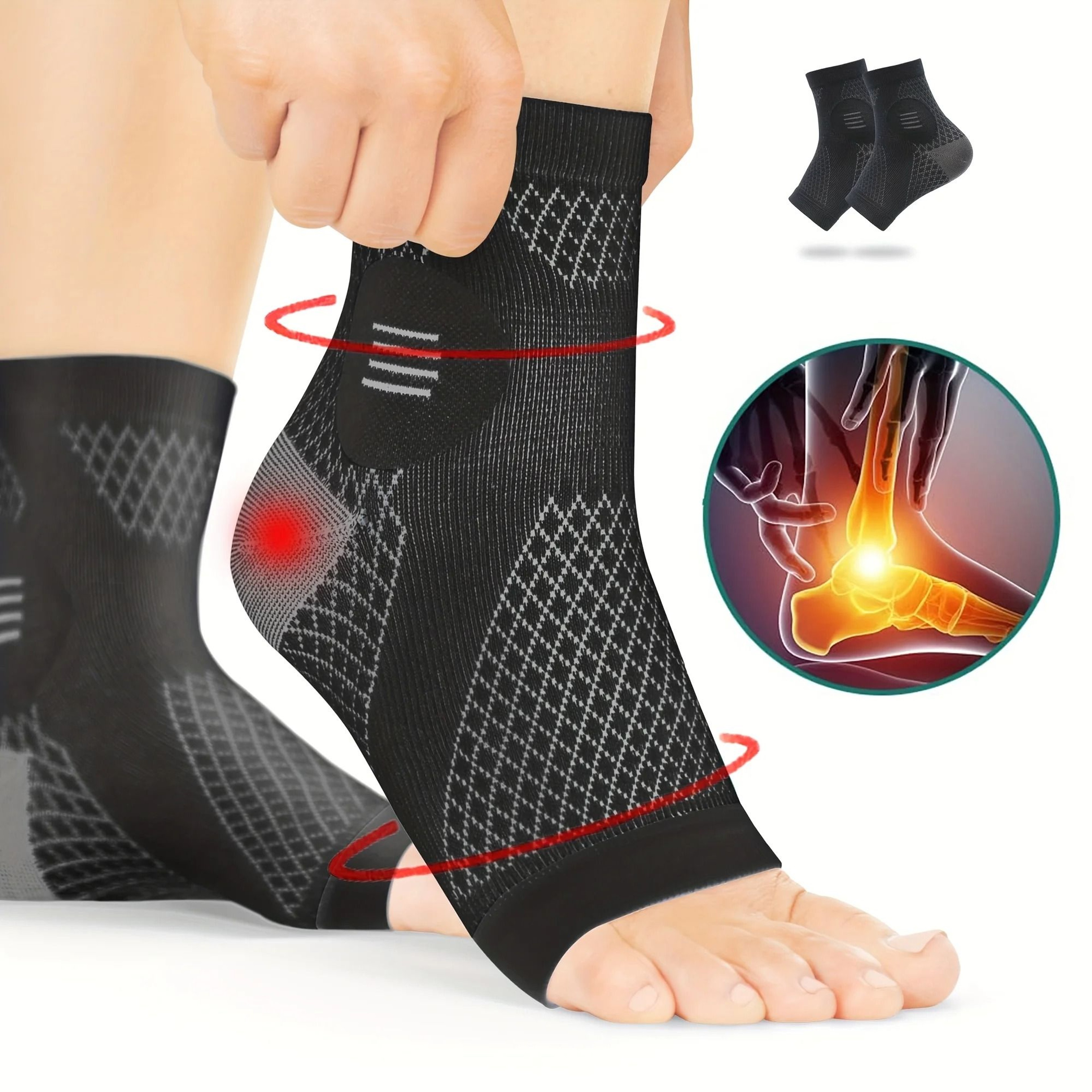 Ankle Compression Socks With Arch Support And Open Toe Design 0