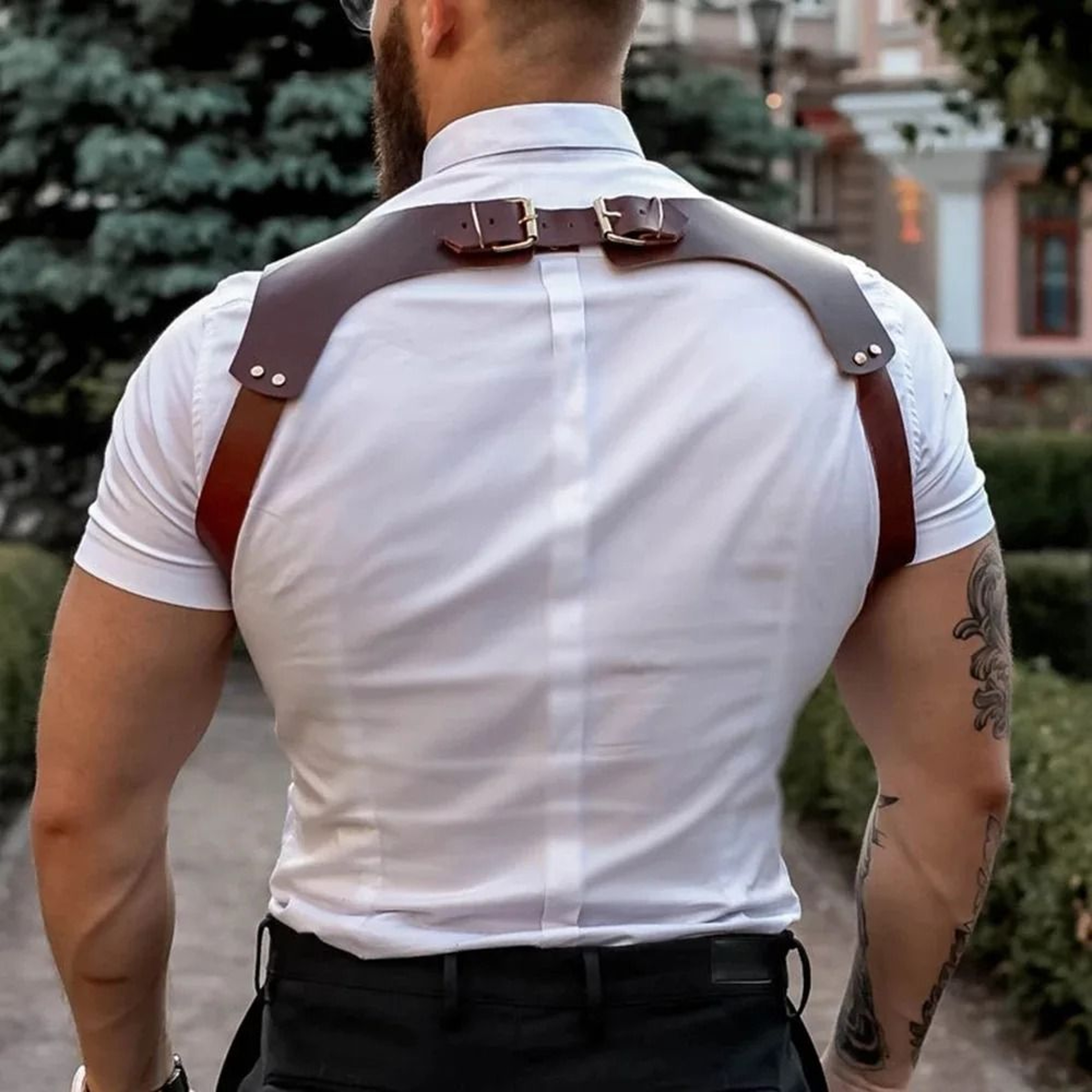 Mens PU Leather Suspender Harness For Fashion Outfits And Party Costumes 2