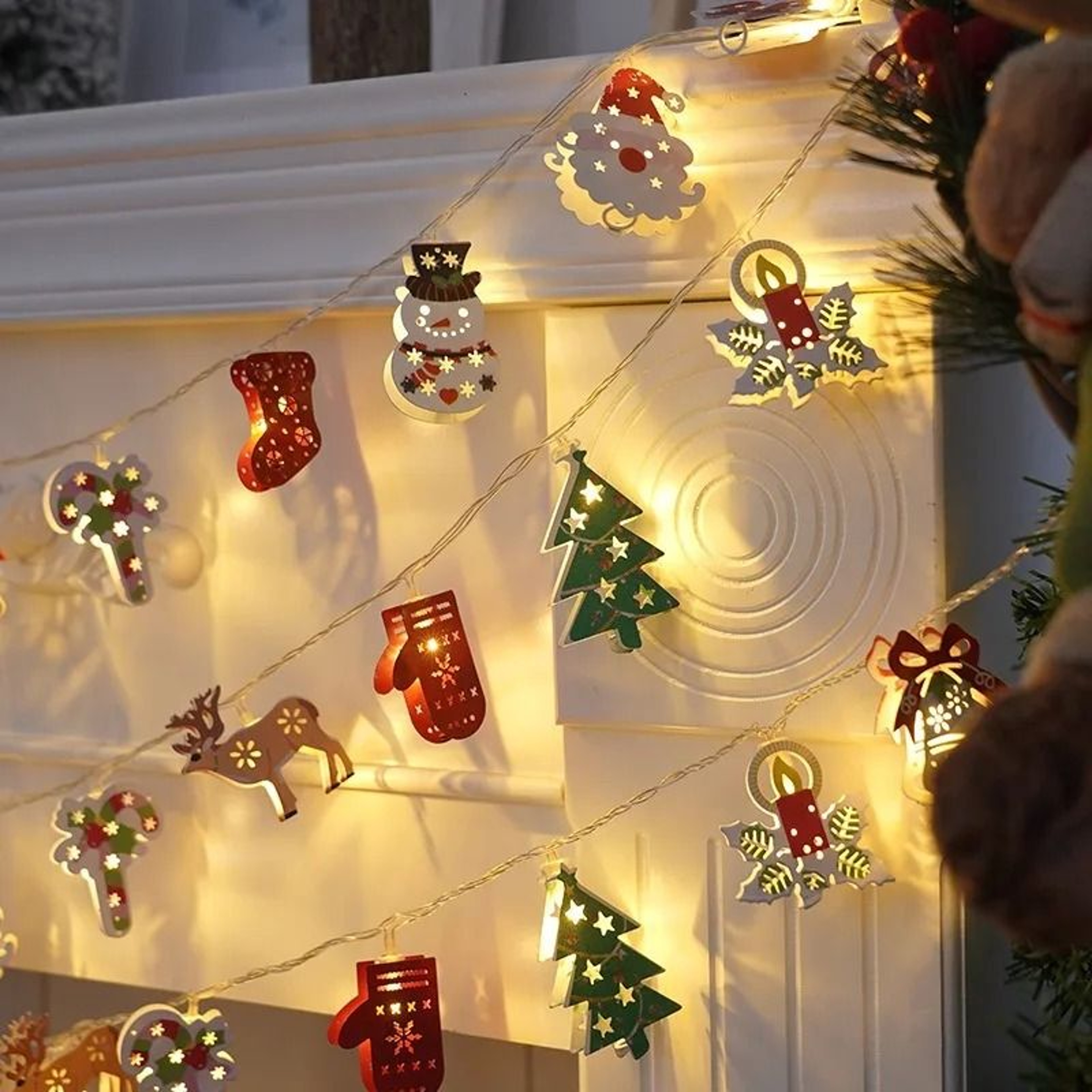 Christmas Deer And Snowflake LED String Lights Battery Powered Holiday Decoration 3