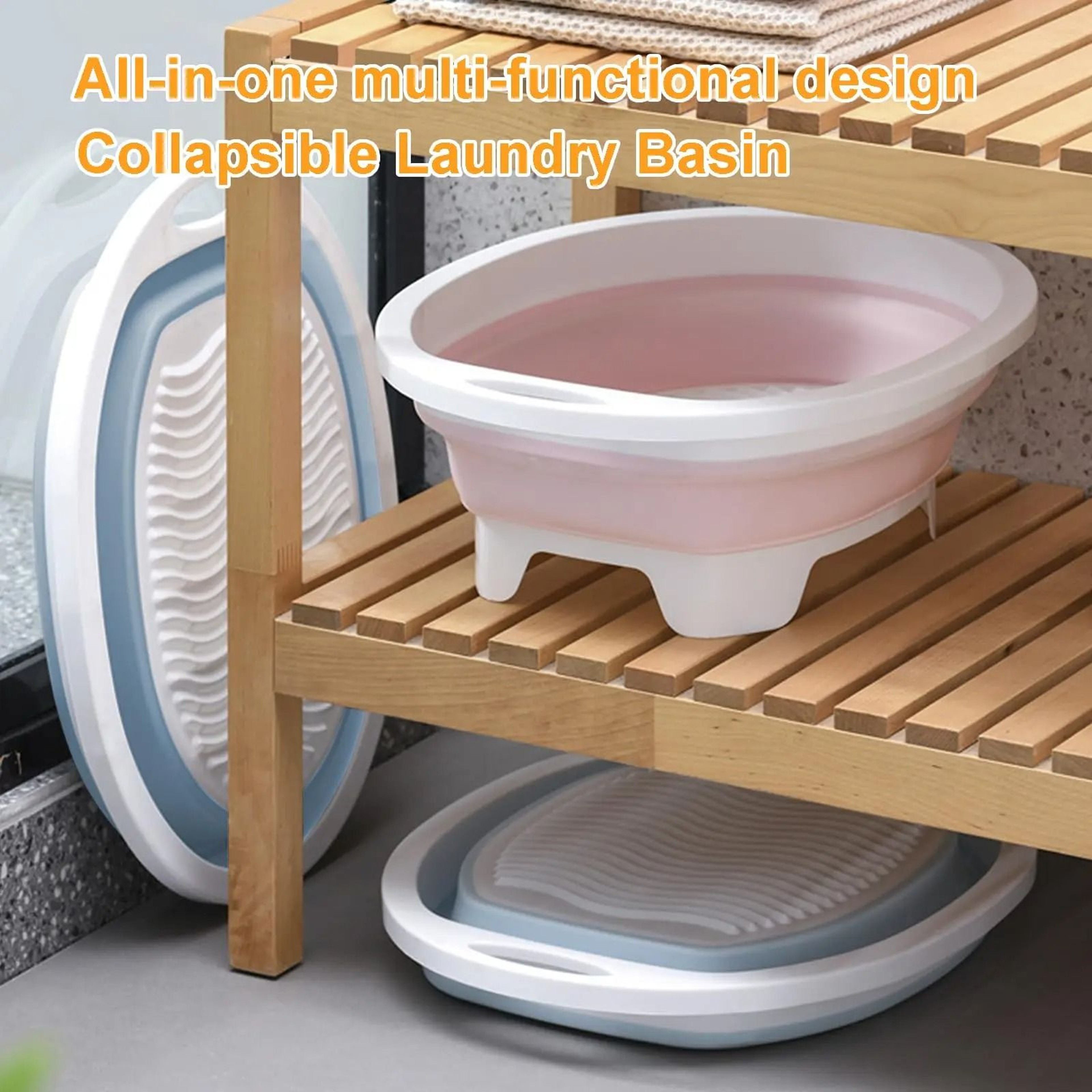 Portable Foldable Washing Basin With Built In Washboard 1