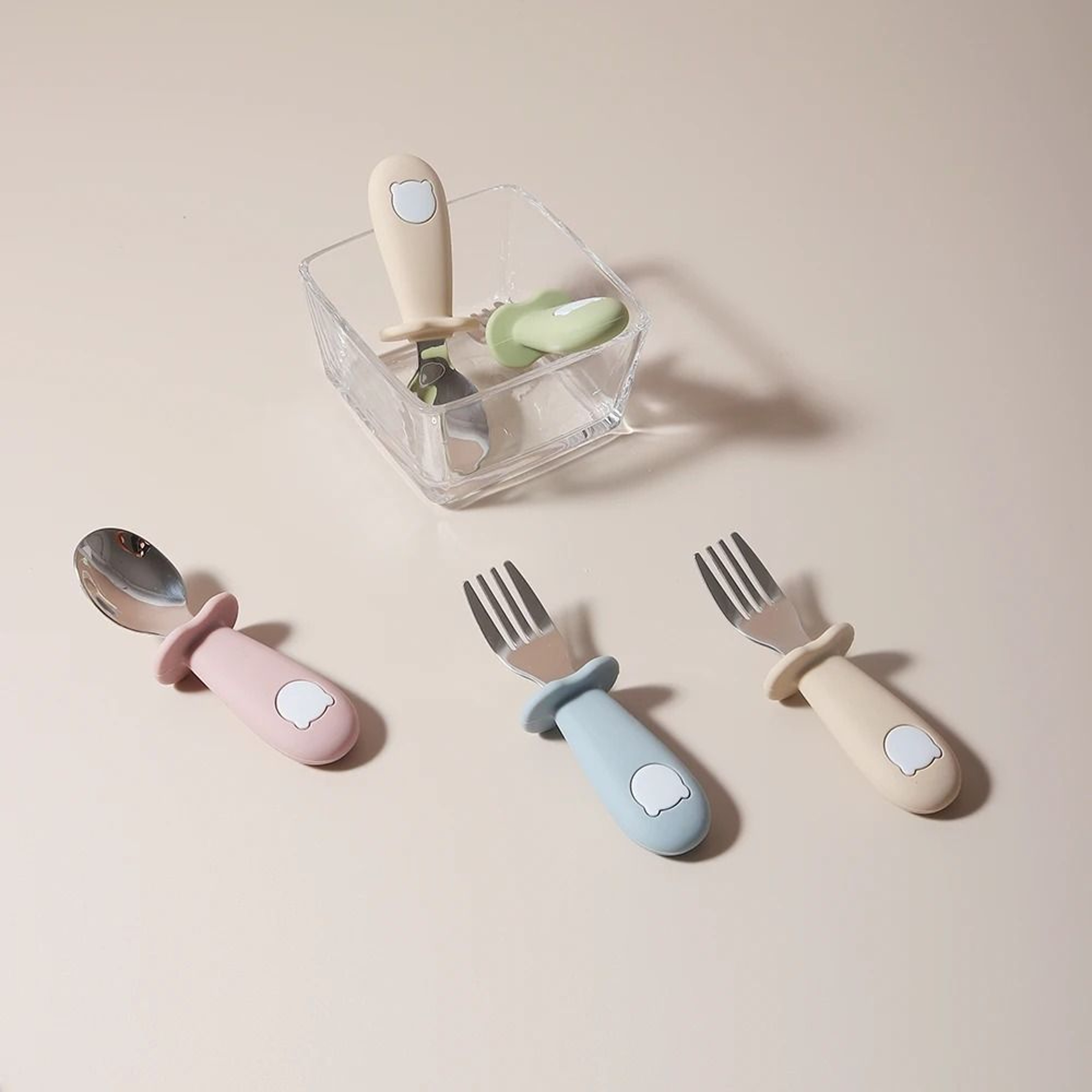 Baby Silicone Spoon And Fork Set With Stainless Steel Tips 2