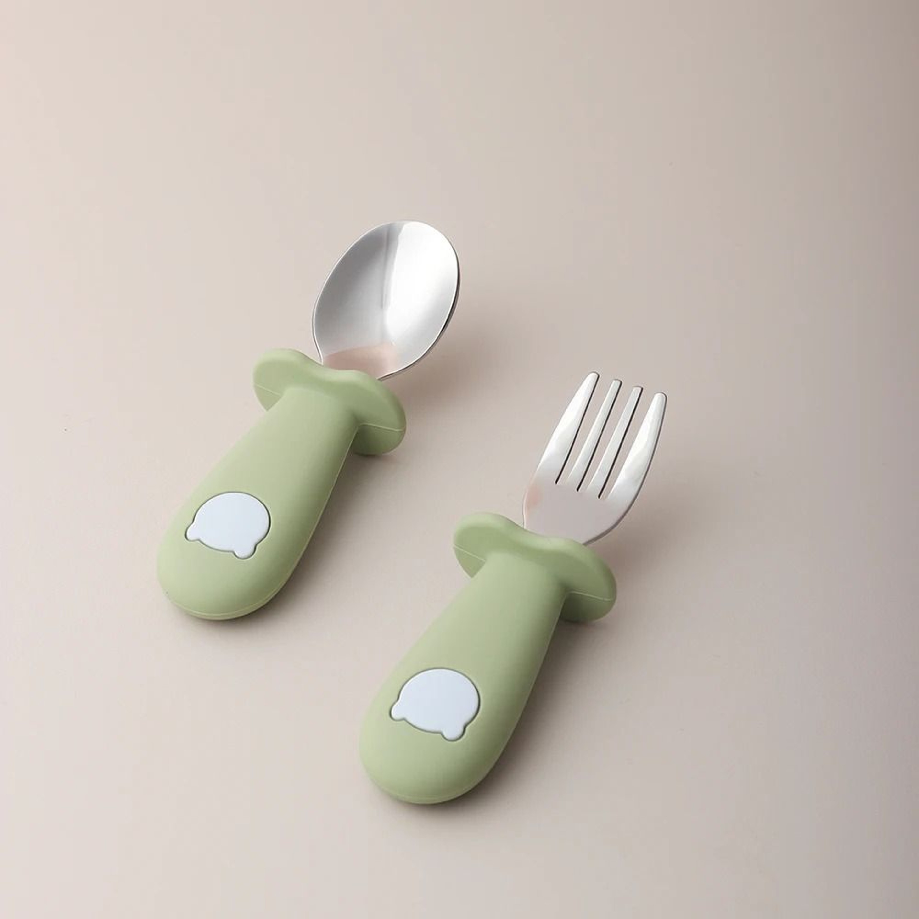 Baby Silicone Spoon And Fork Set With Stainless Steel Tips 3