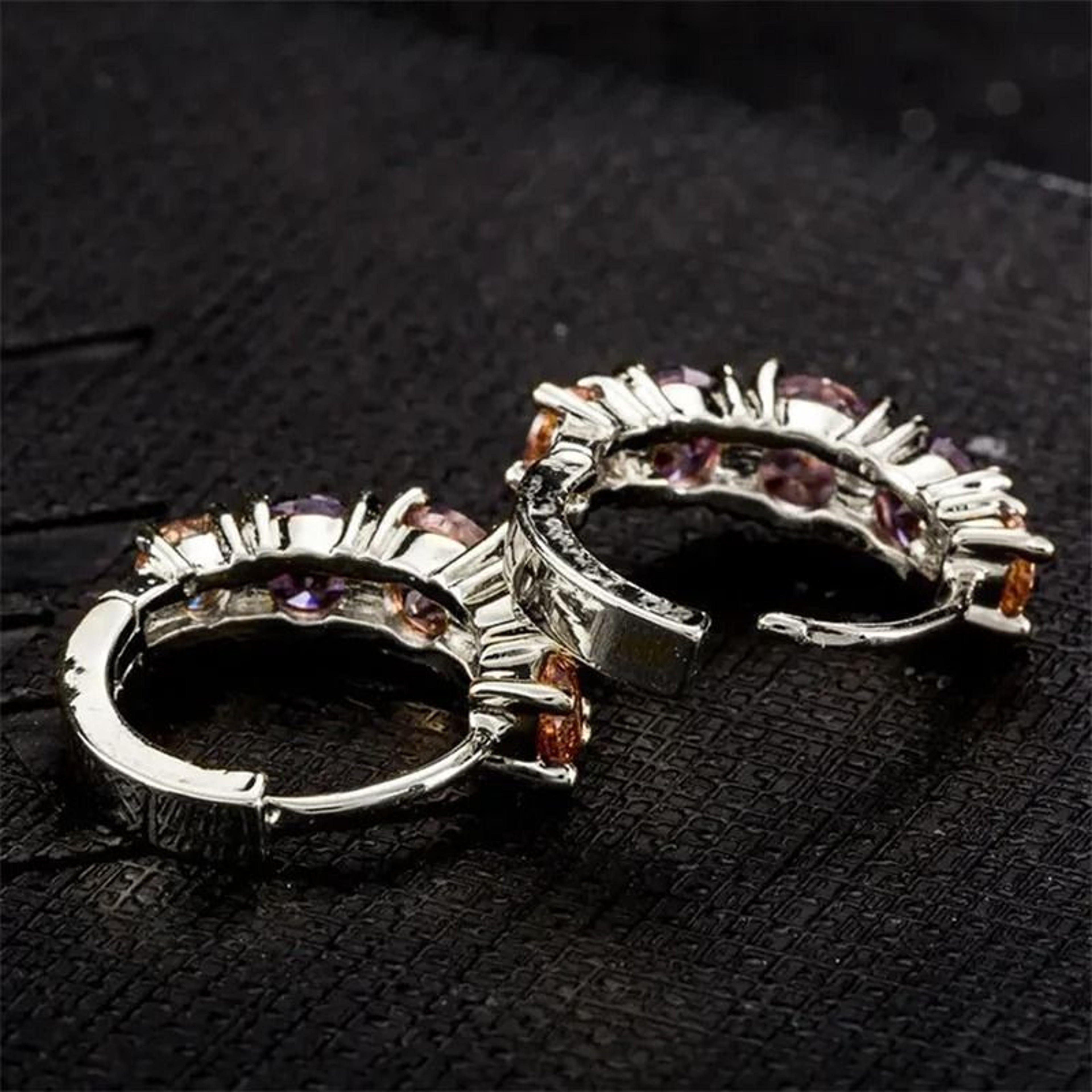 Colorful CZ Hoop Earrings Elegant Bridal Party Jewelry For Women 4