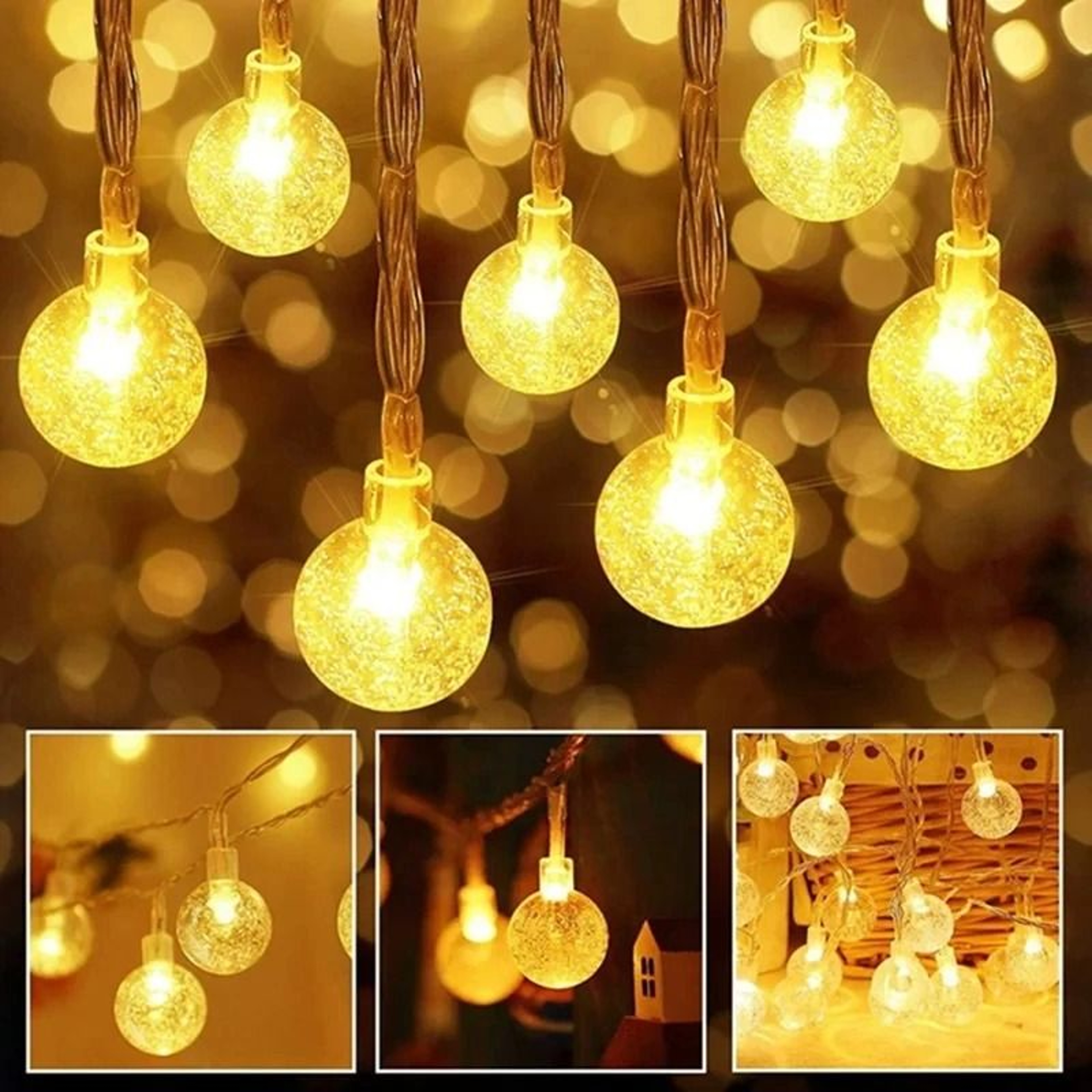 LED Crystal Ball Garland String Lights For Home And Holiday Decor 4