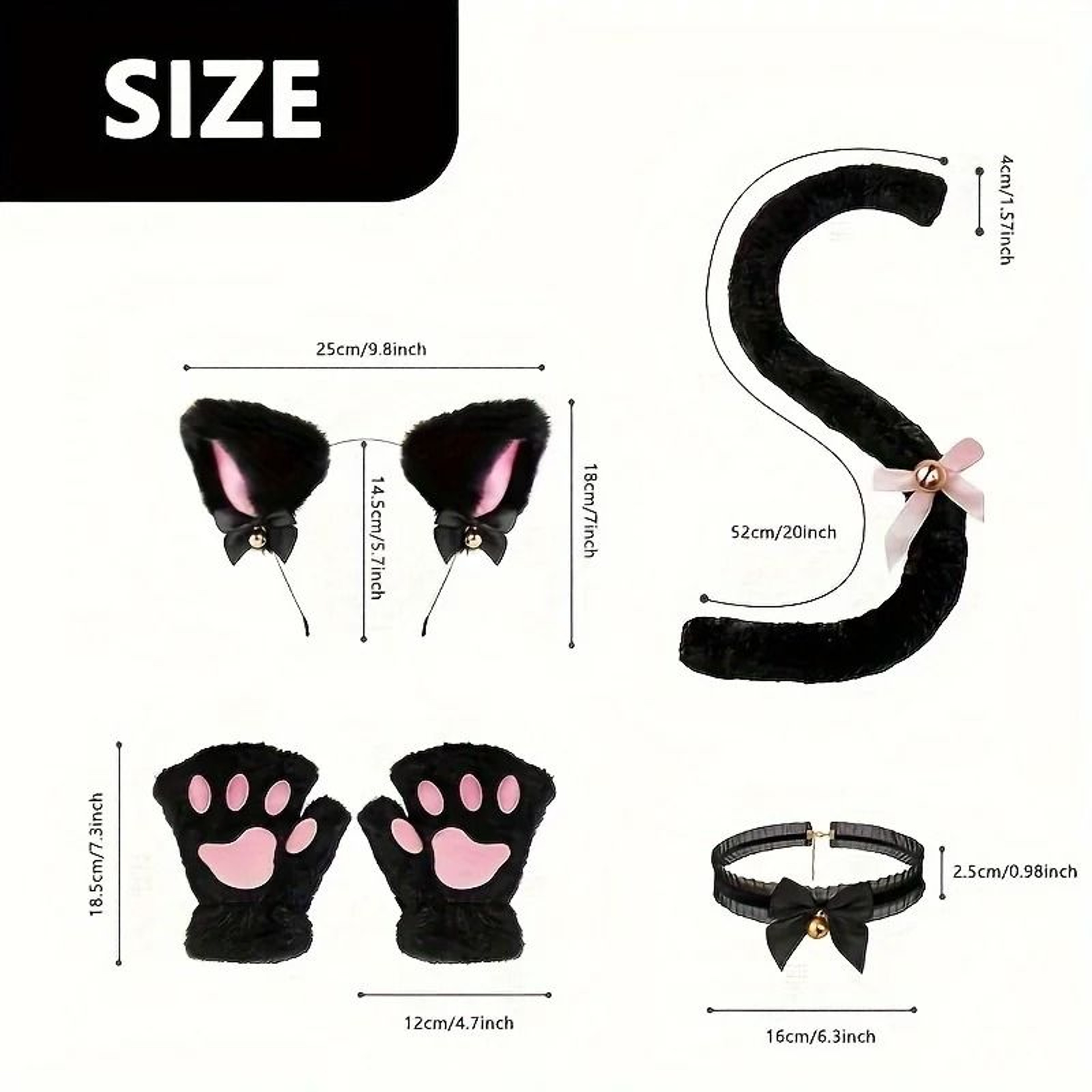 Adorable Cat Paw Gloves And Ear Headwear Set For Cute Winter Style 2