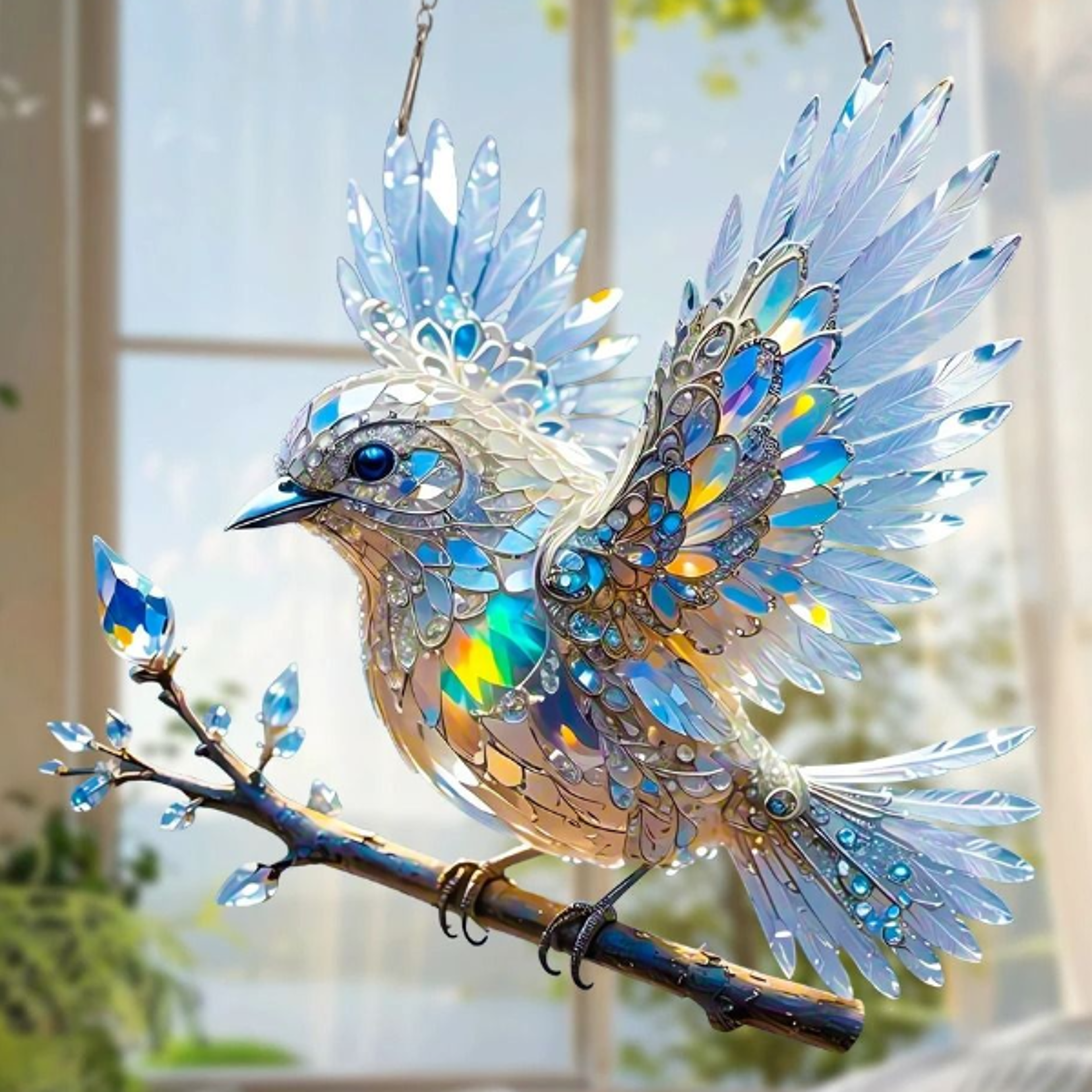 Stained Glass Window Bird Ornament For Home Decor 0