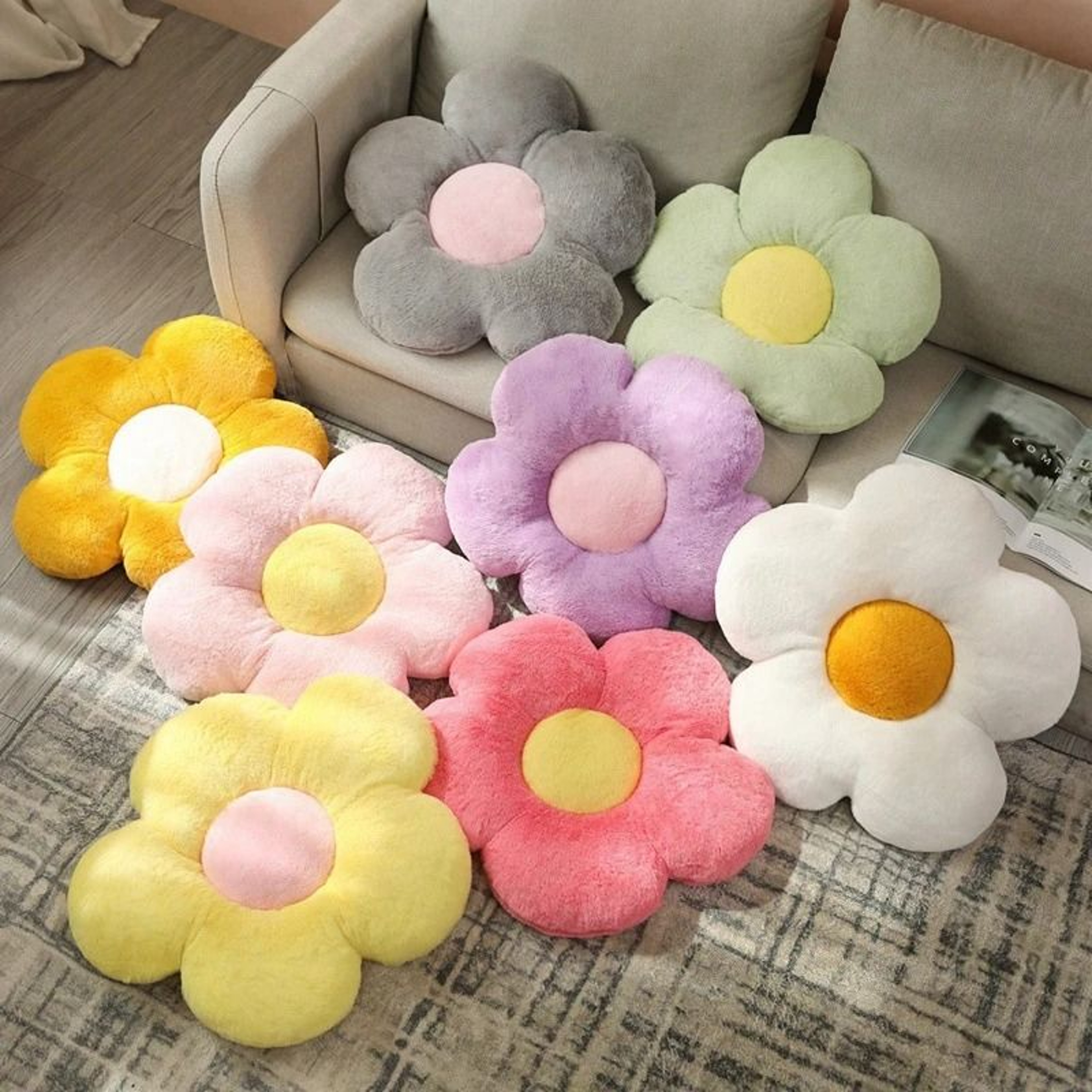 Soft Five Petal Flower Cushion 0