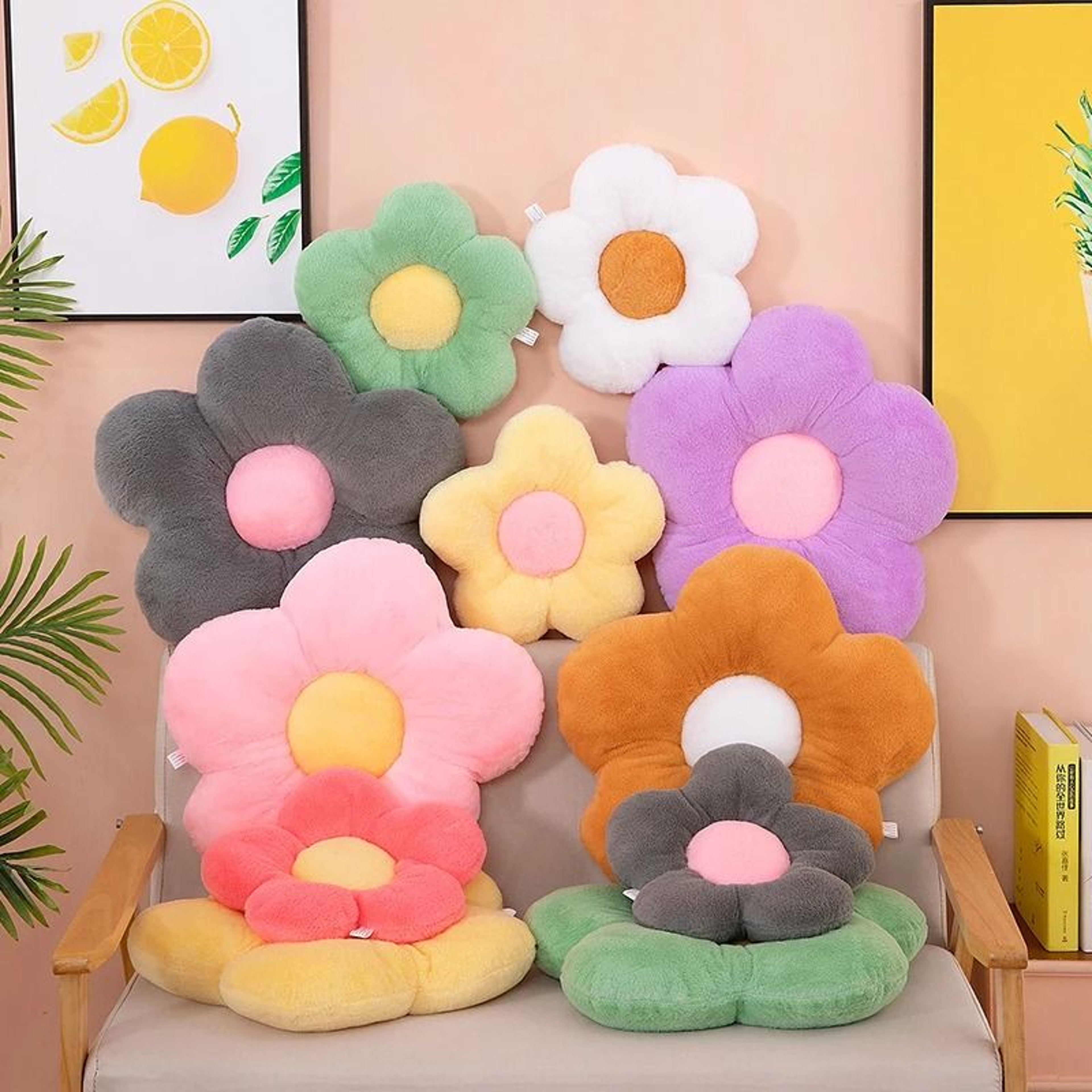 Soft Five Petal Flower Cushion 1